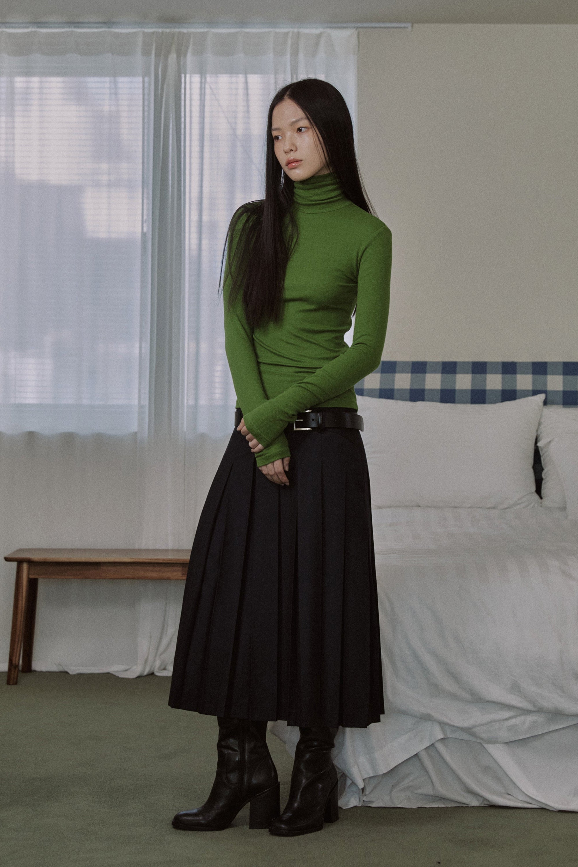 ESSENTIAL RIBBED WOOL TURTLENECK_GREEN