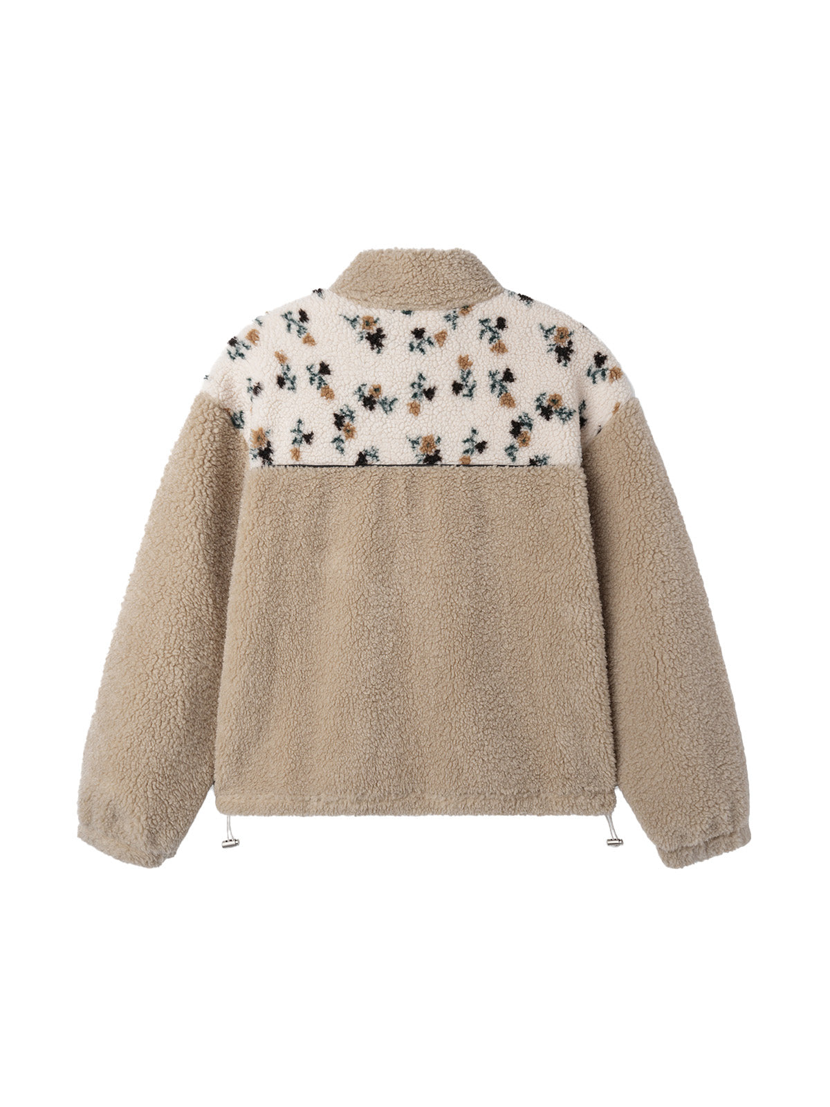 FLOWER FLEECE ZIP UP_BEIGE