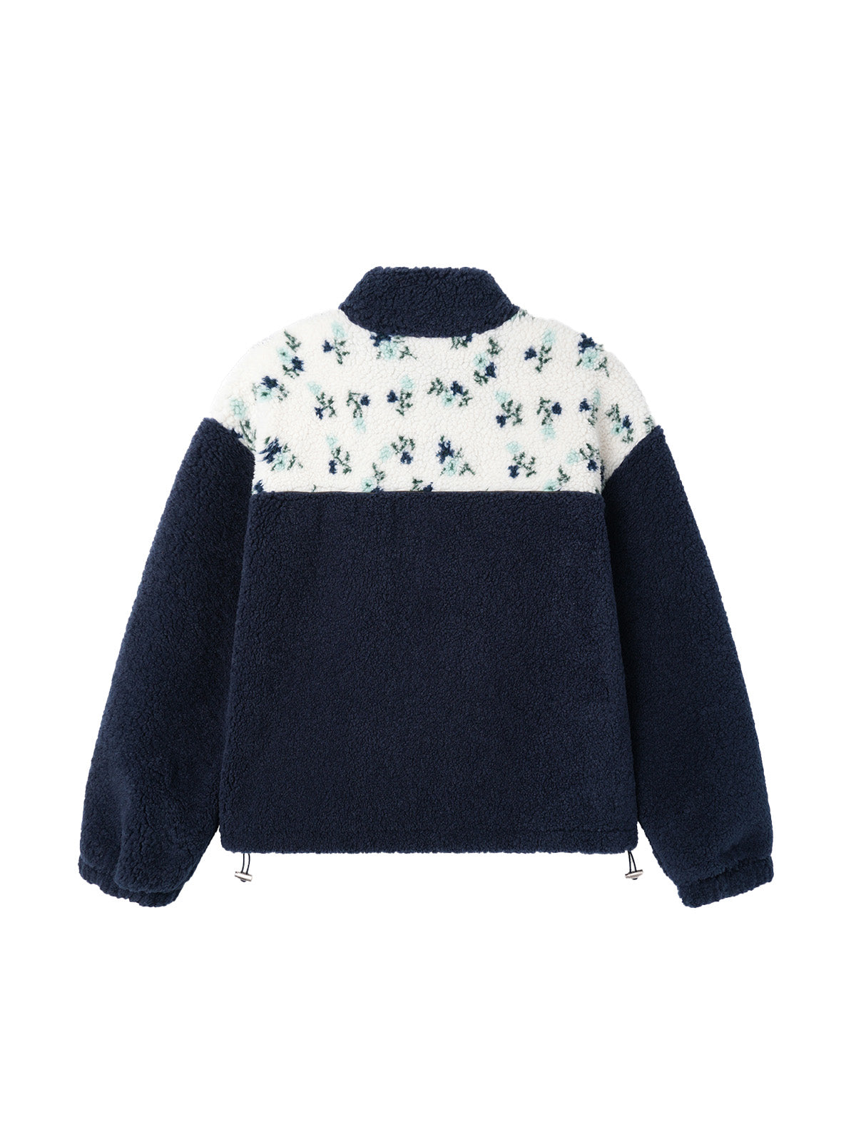 FLOWER FLEECE ZIP UP_NAVY