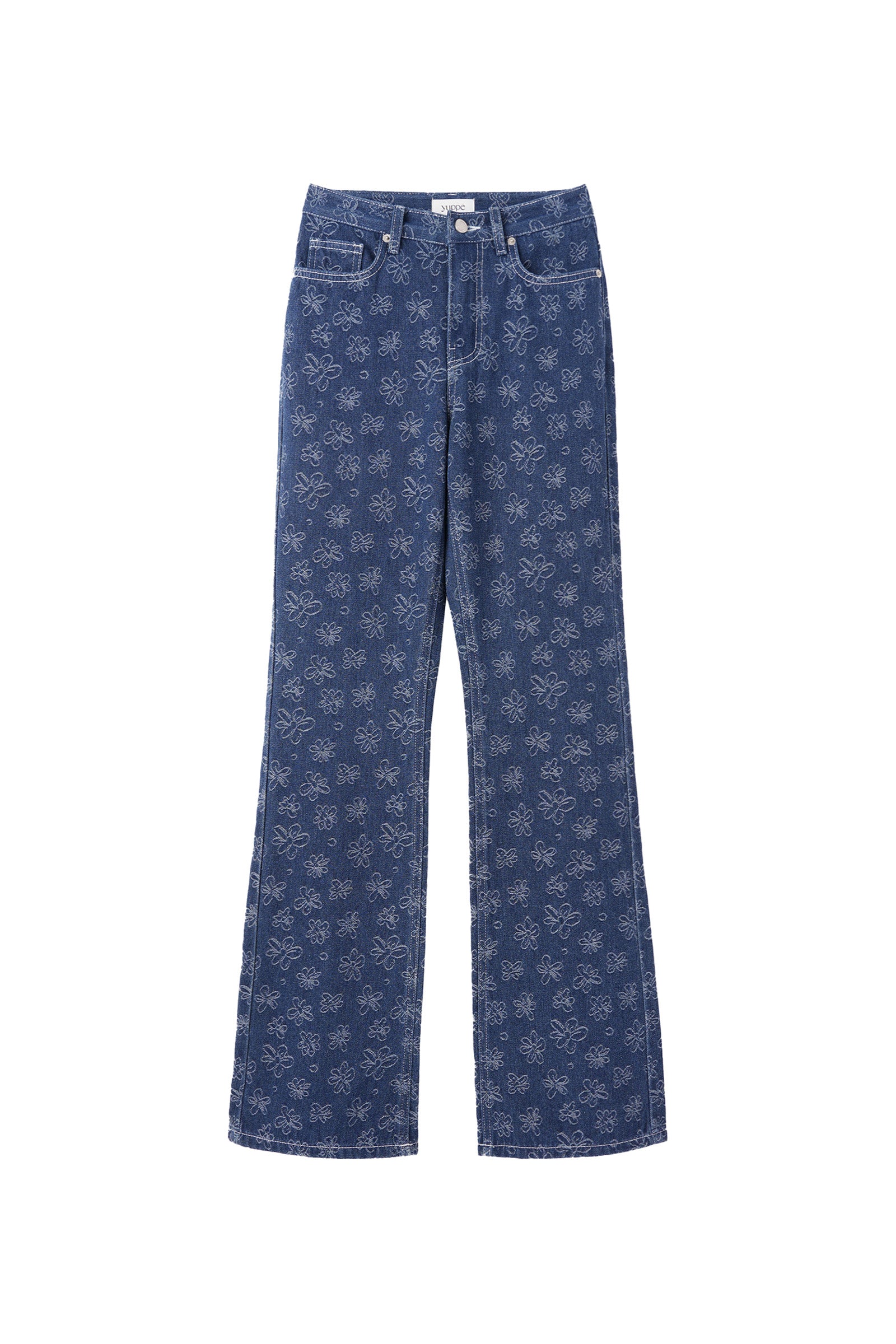 25SS FLOWER JACQUARD DENIM PANTS_BLUE