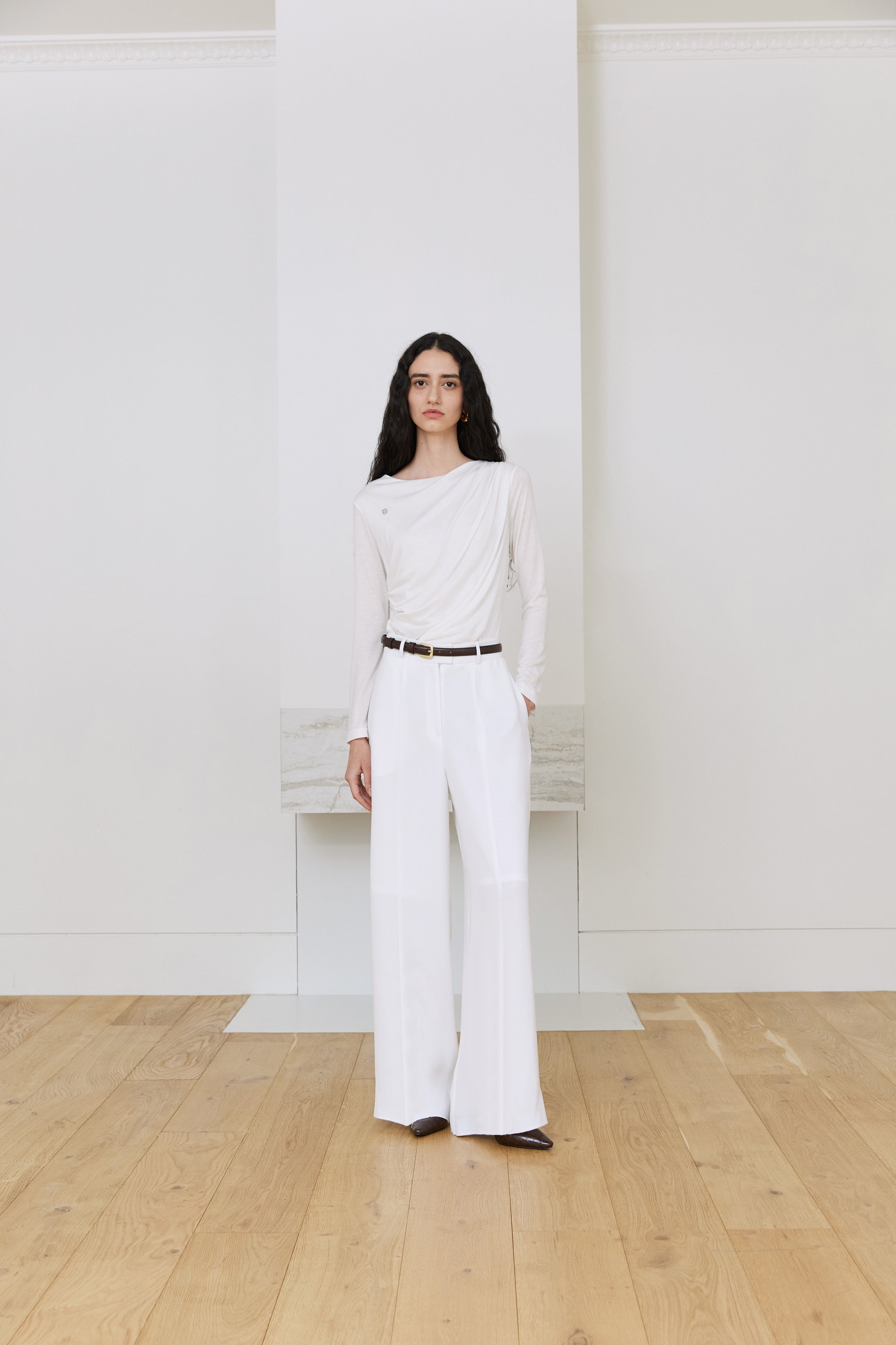 PANTALON LARGE SATINÉ_BLANC