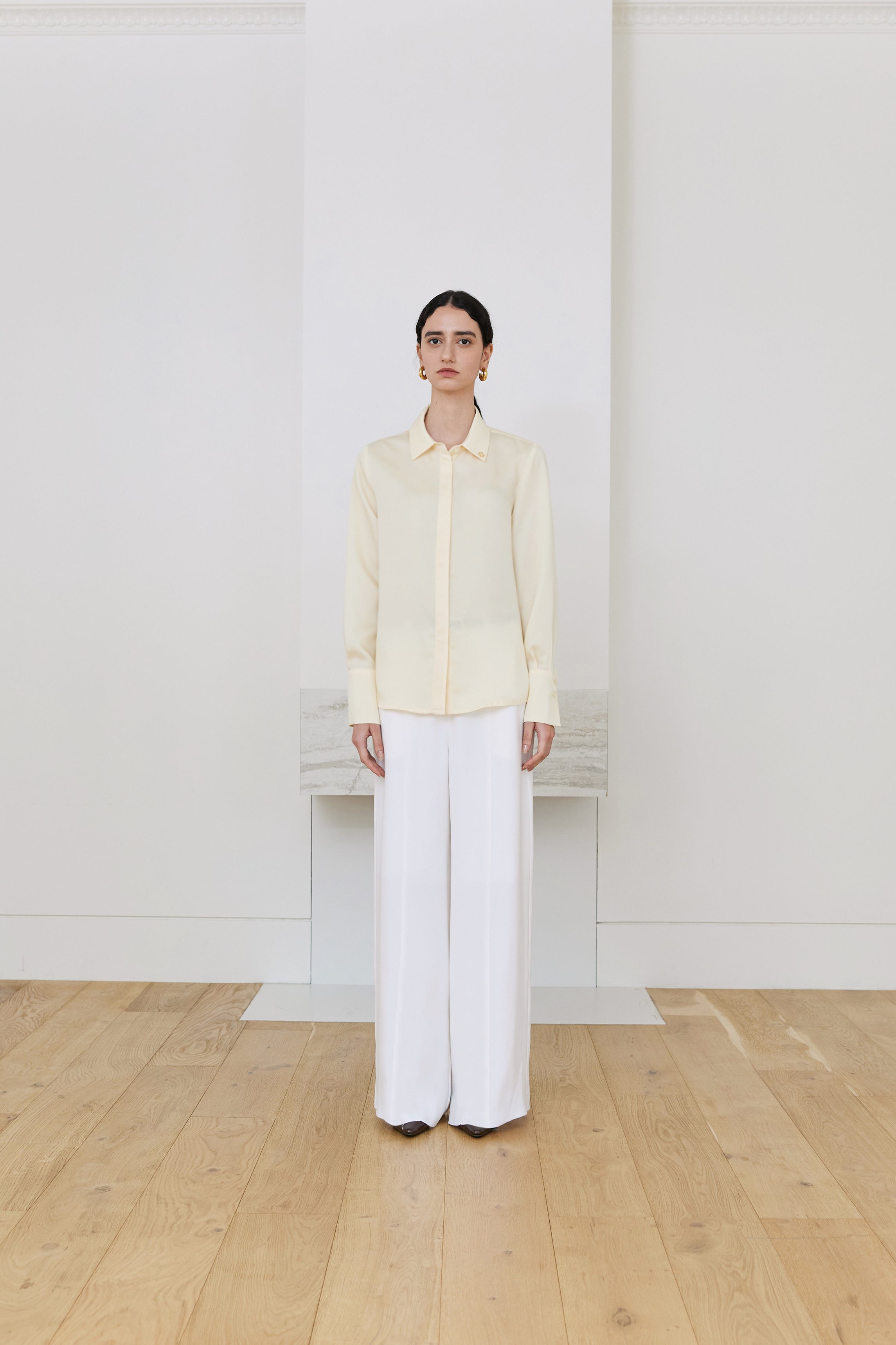 SILKY SHIRT BLOUSE_JAUNE