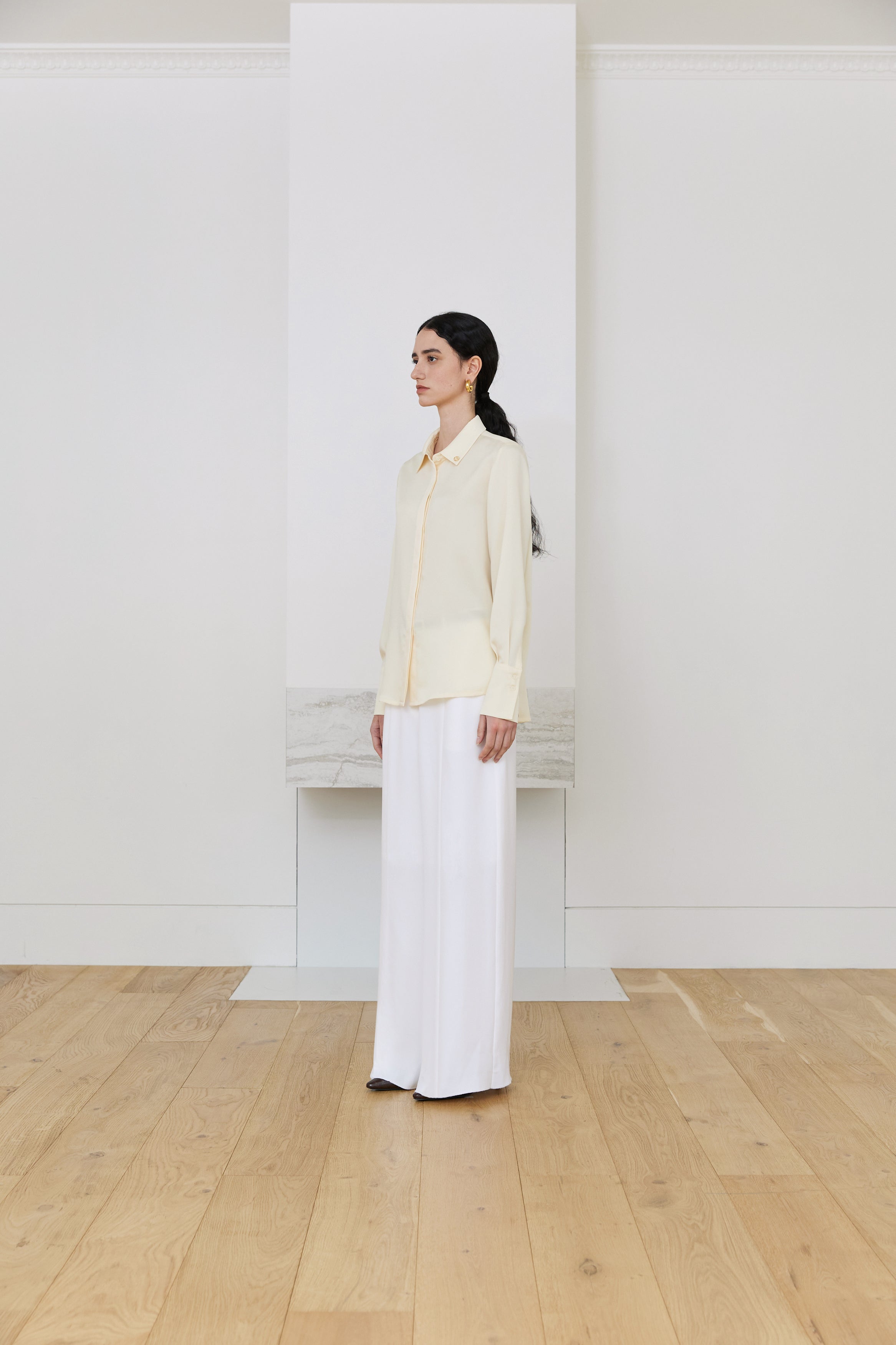 SILKY SHIRT BLOUSE_JAUNE