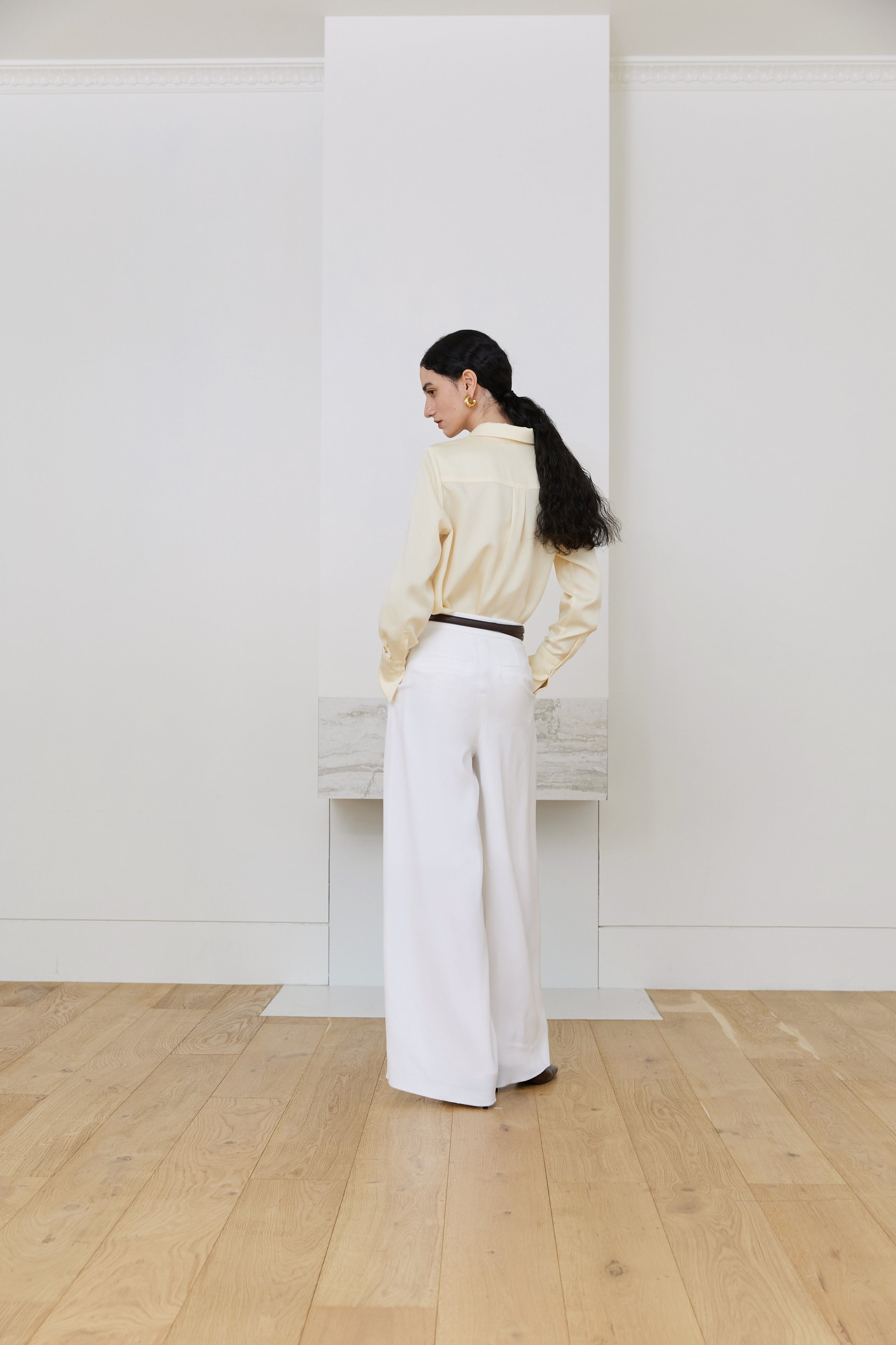 SILKY SHIRT BLOUSE_JAUNE