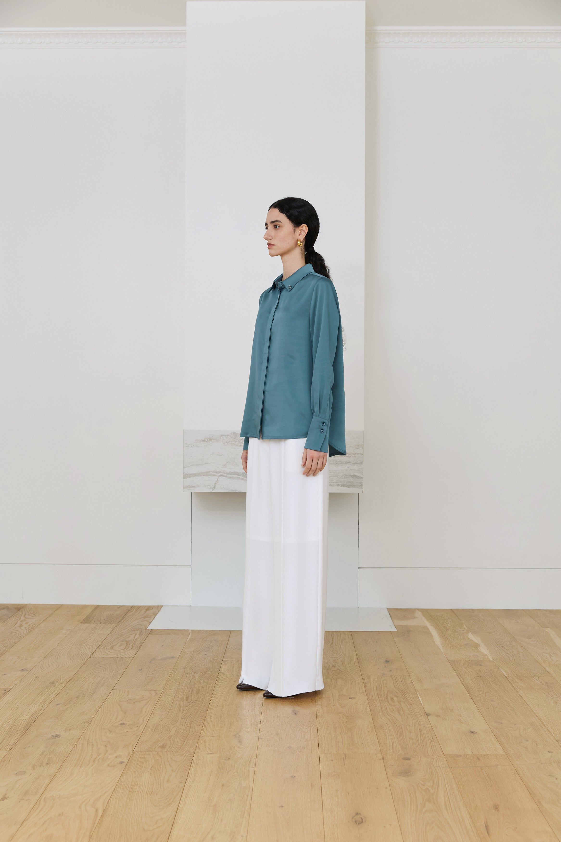BLOUSE FLUIDE EN SATIN_BLEU