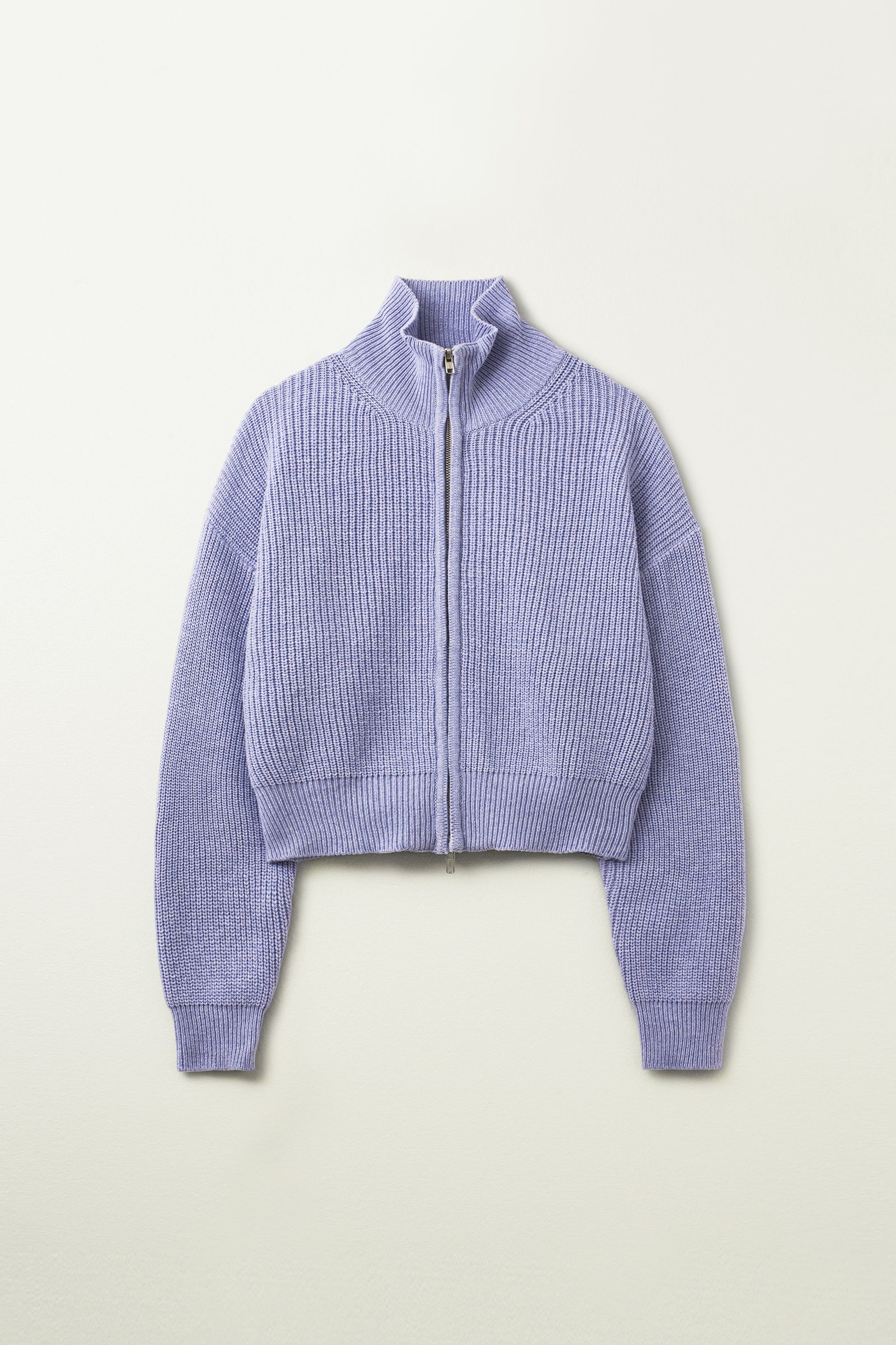 TWO WAY KNIT ZIP-UP CARDIGAN_LAVENDER