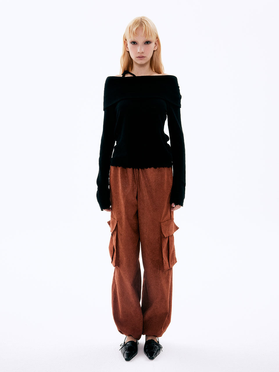 PANTALON EN VELOURS PAISLEY_BRIQUE