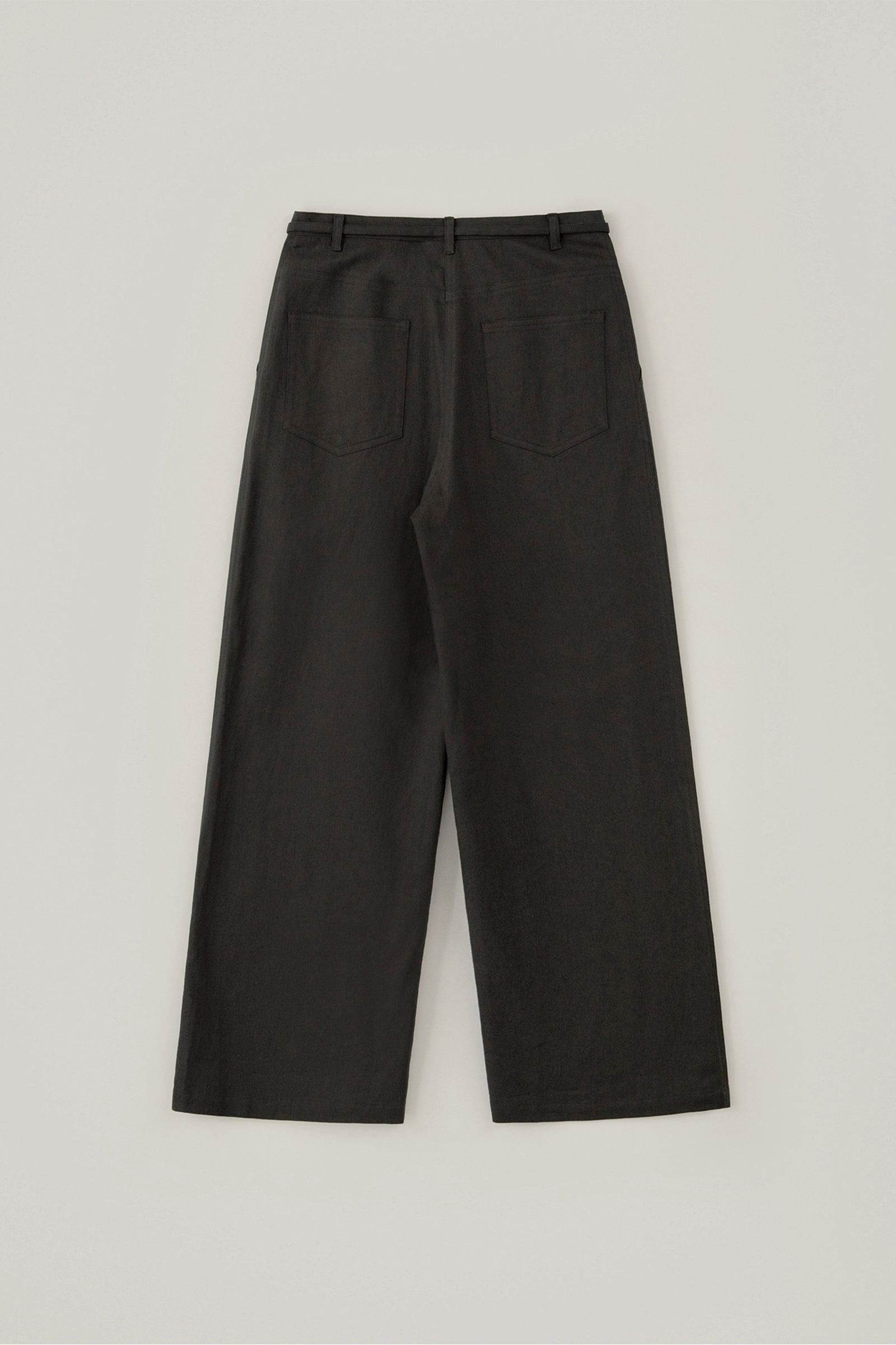 PANTALON LARGE EN LIN AVEC CORDON _MARRON FONCÉ