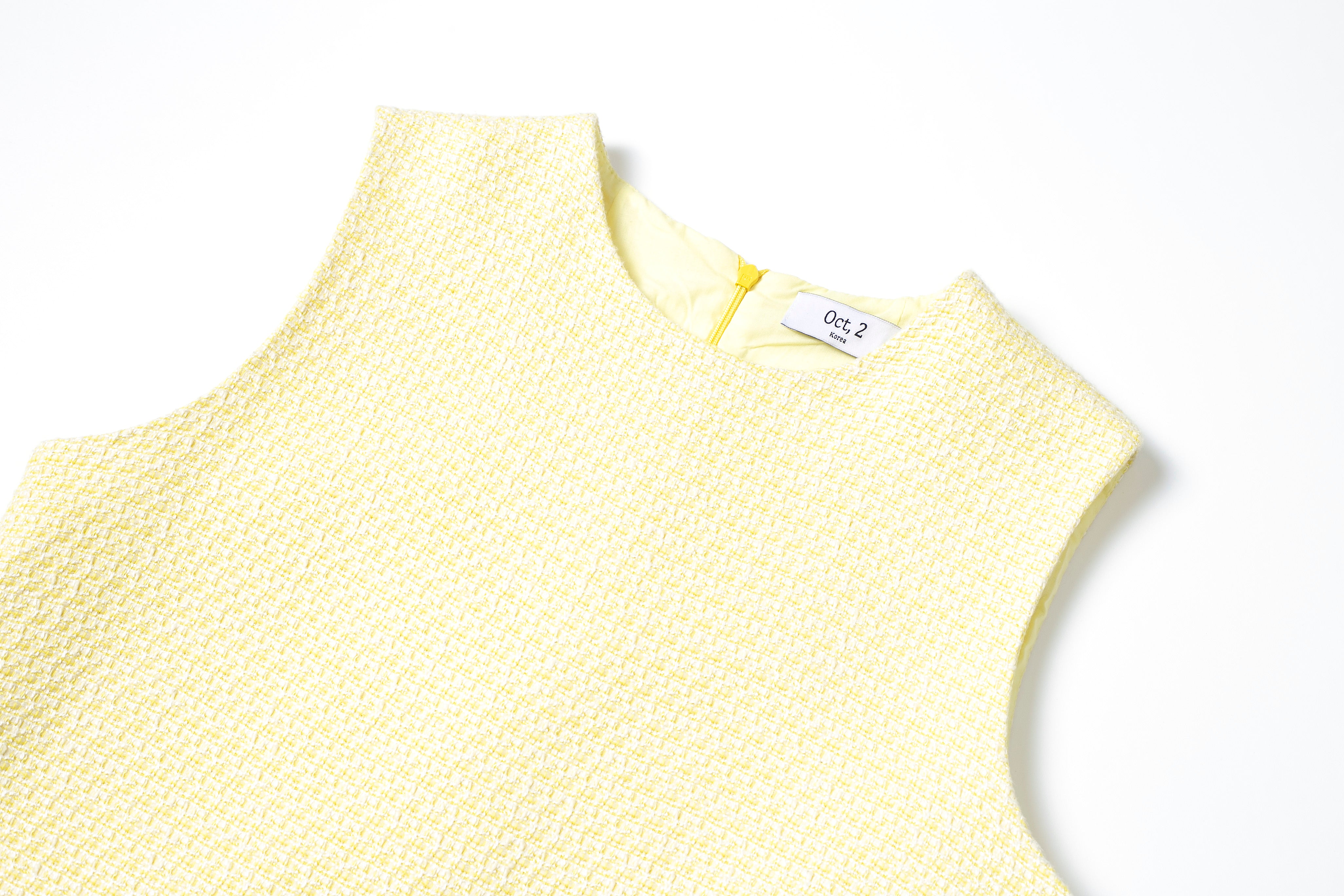 ROBE COURTE EN TWEED_JAUNE