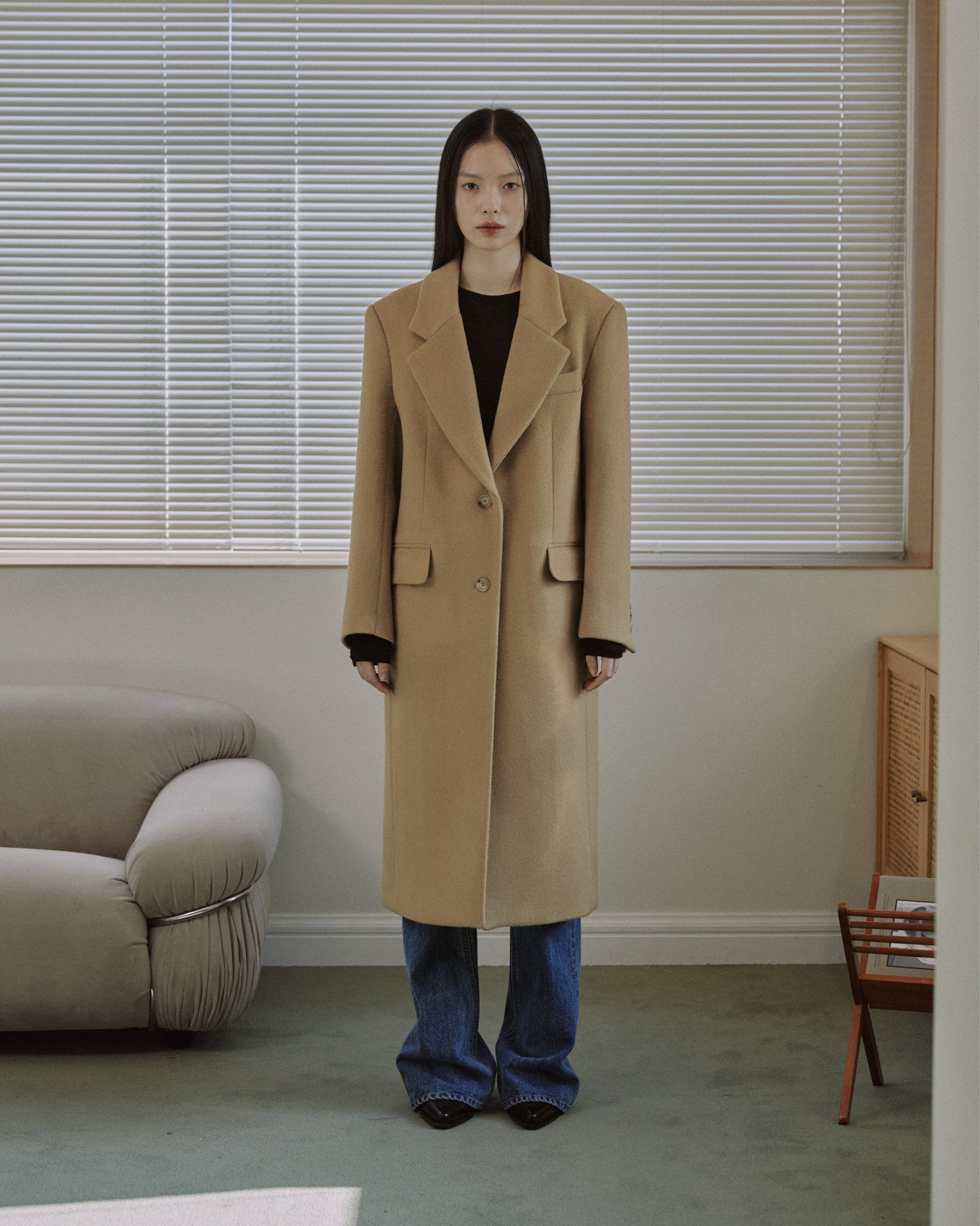 TAILORED WOOL SINGLE COAT_CAMEL