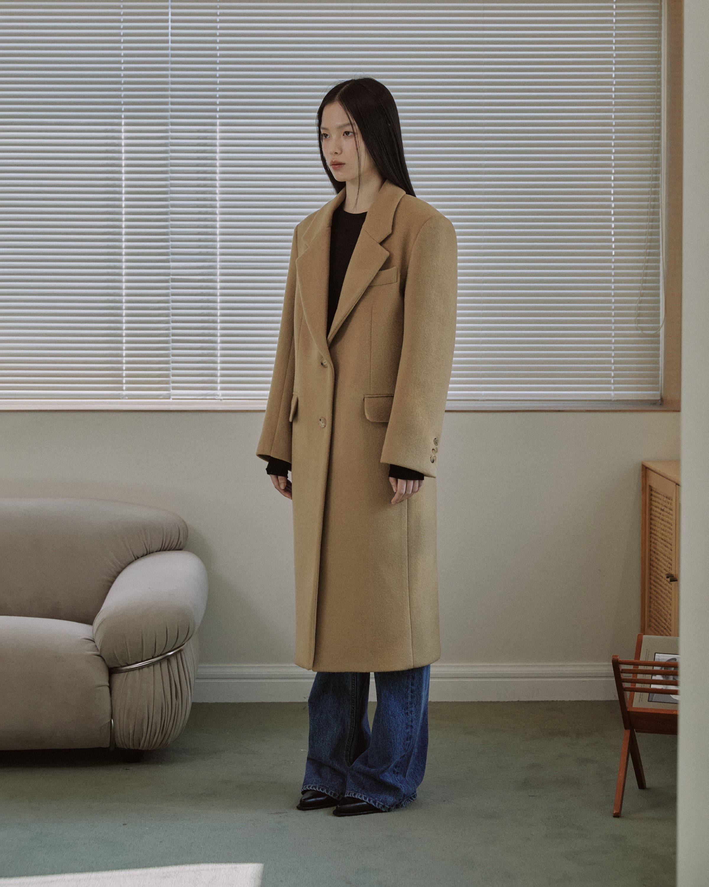 TAILORED WOOL SINGLE COAT_CAMEL