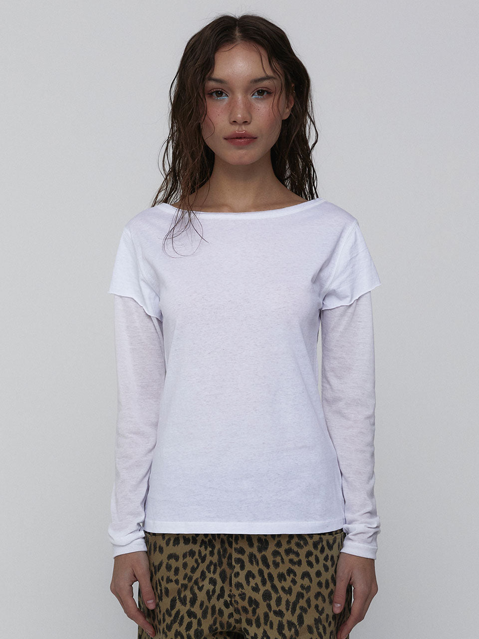 LAYERED LONG SLEEVE TOP_WHITE