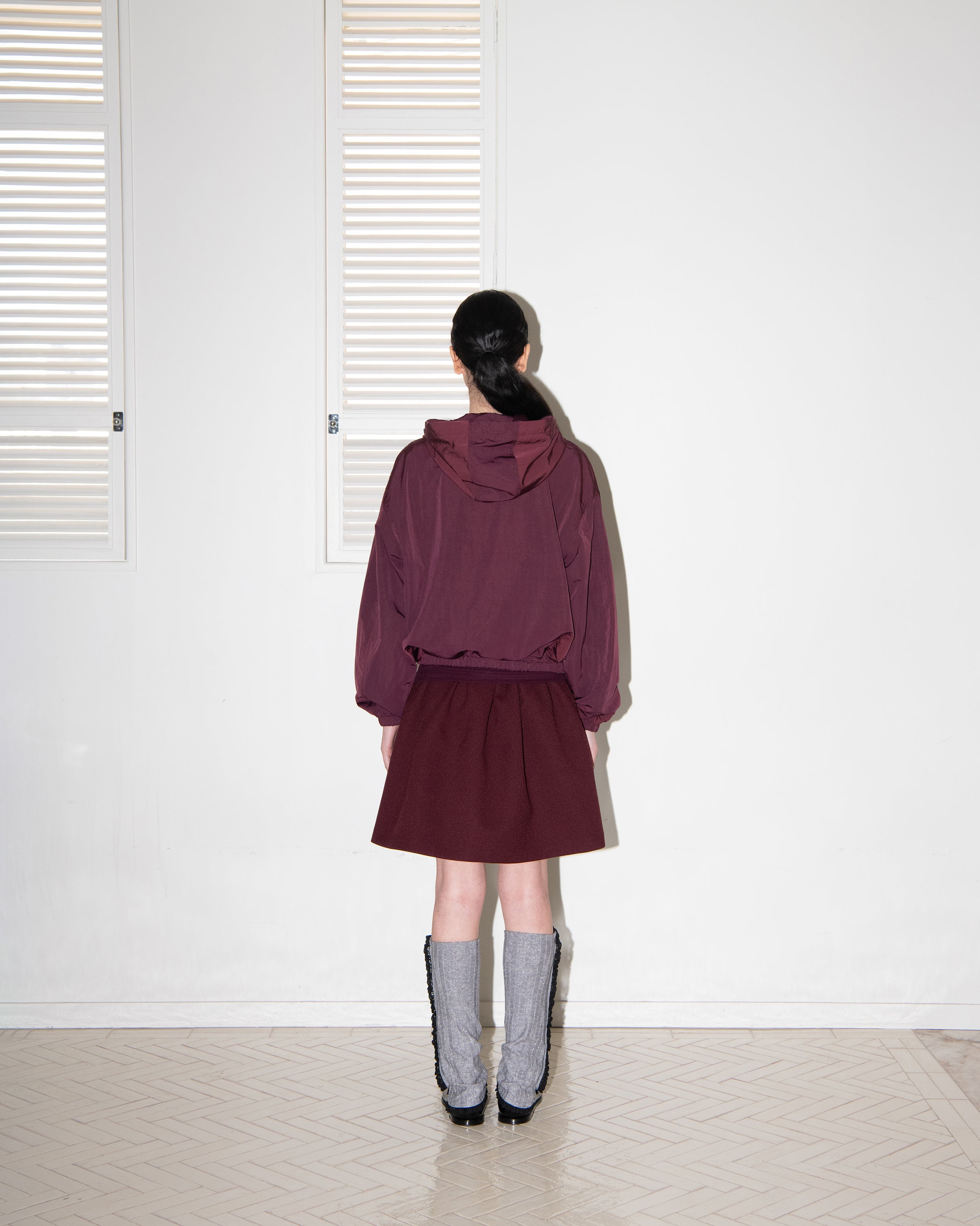 SHIRRING HOODED WINDBREAKER_BOURGOGNE