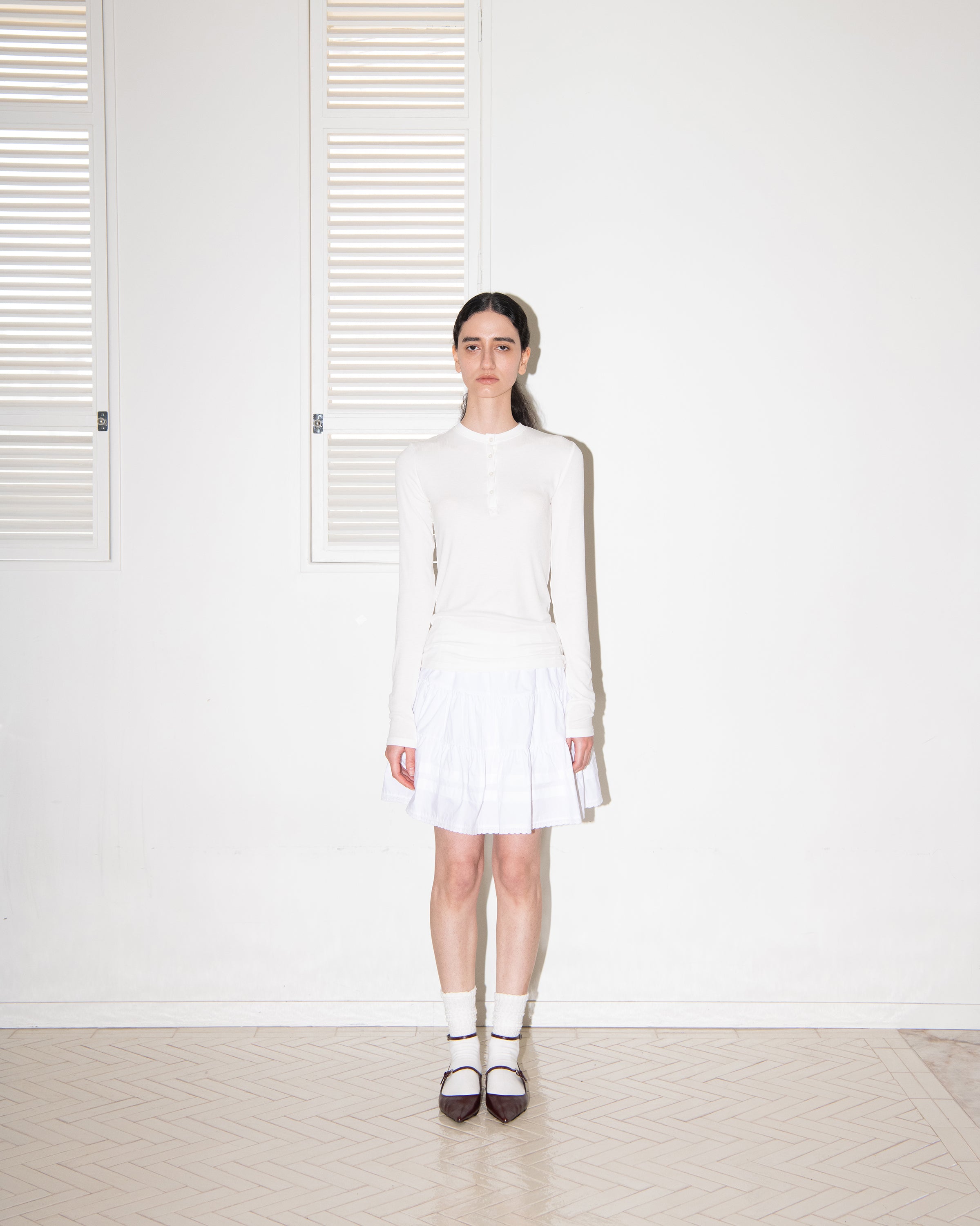 HENRY NECK LONG SLEEVE T-SHIRT_WHITE