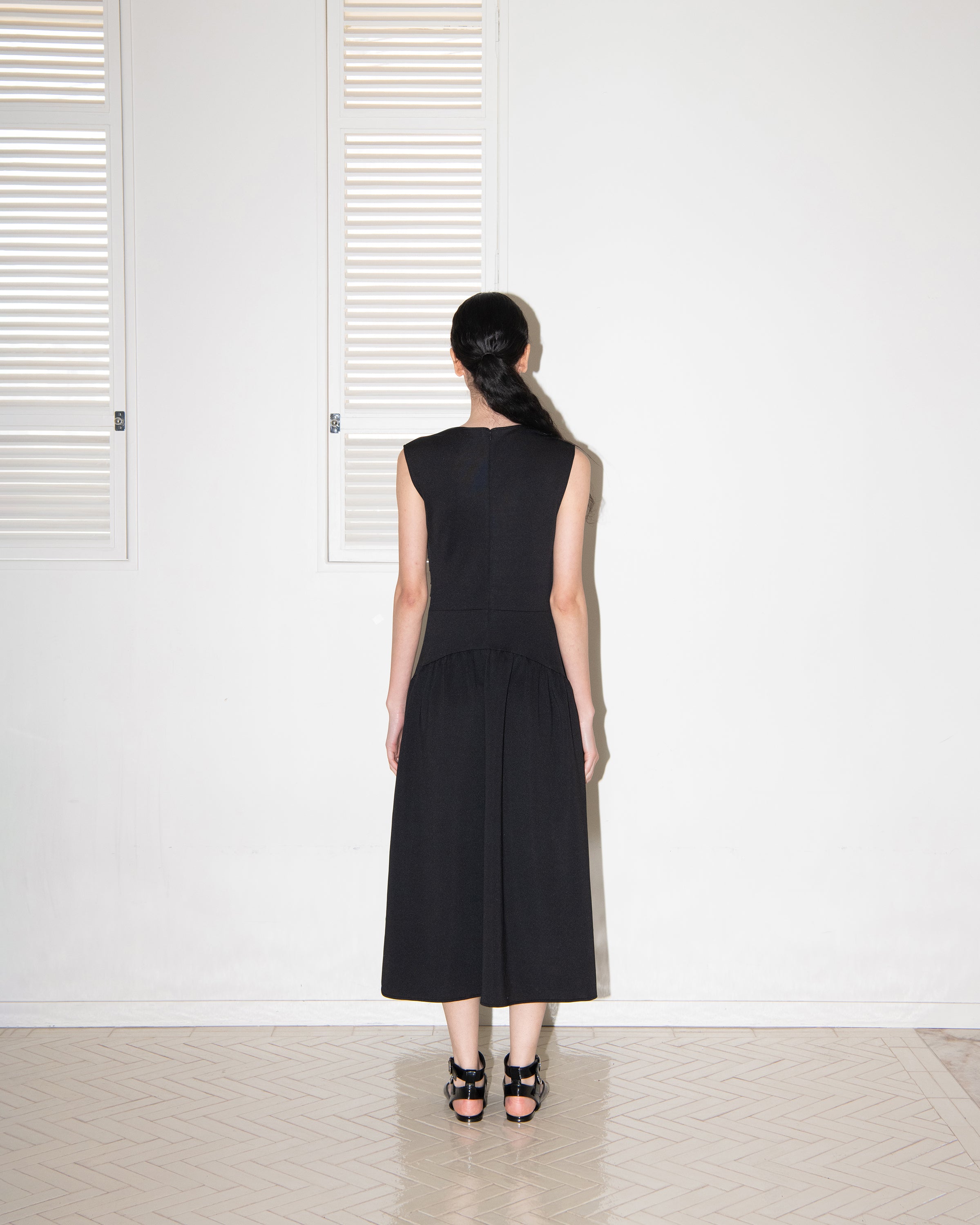 ROBE SLIM DRAPÉE EN JERSEY_NOIR