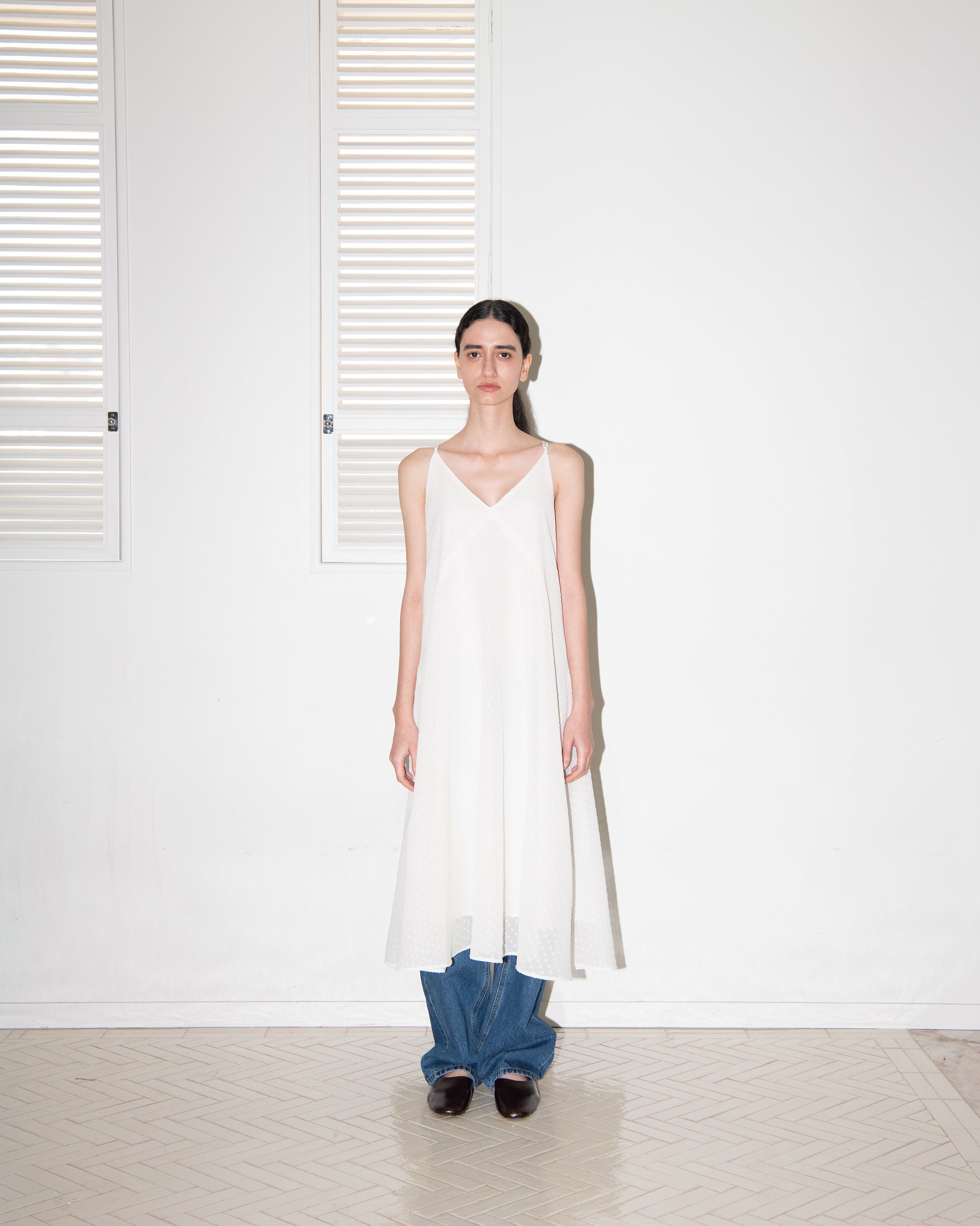 DOT SEER TENT DRESS_IVORY