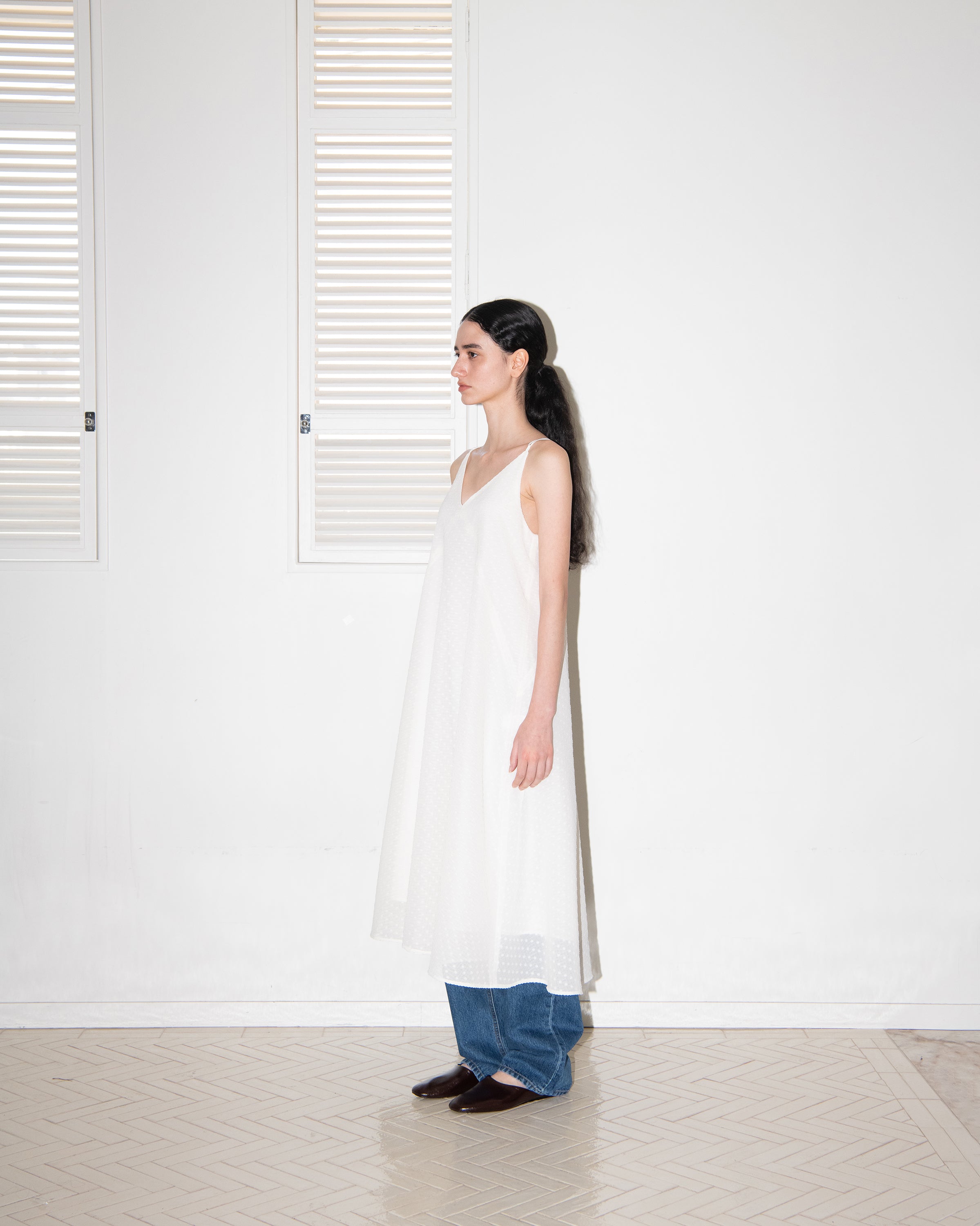 DOT SEER TENT DRESS_IVORY