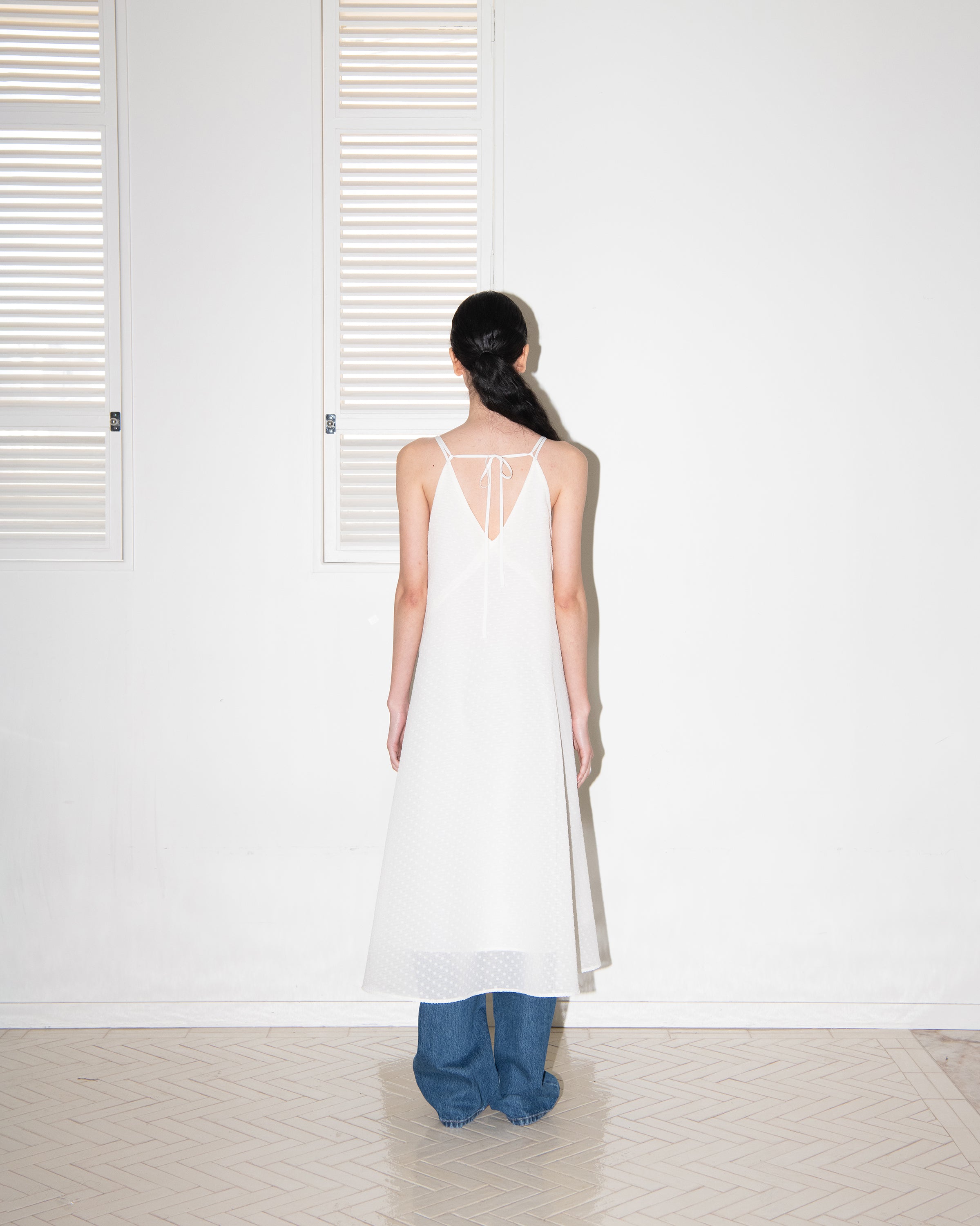 DOT SEER TENT DRESS_IVORY