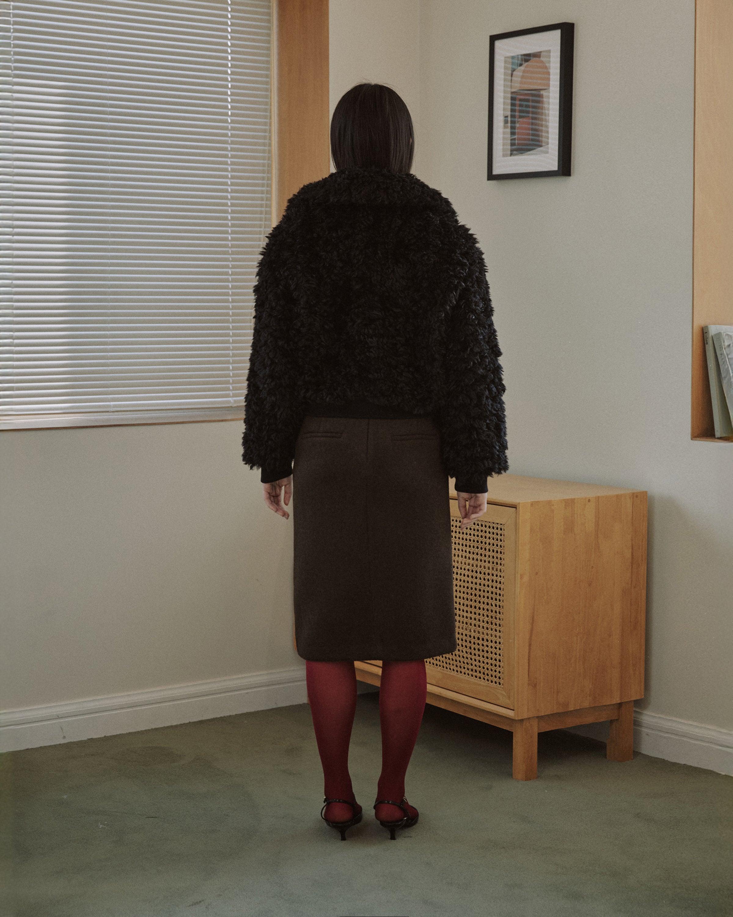 CROPPED ZIP-UP FUR JACKET_BLACK