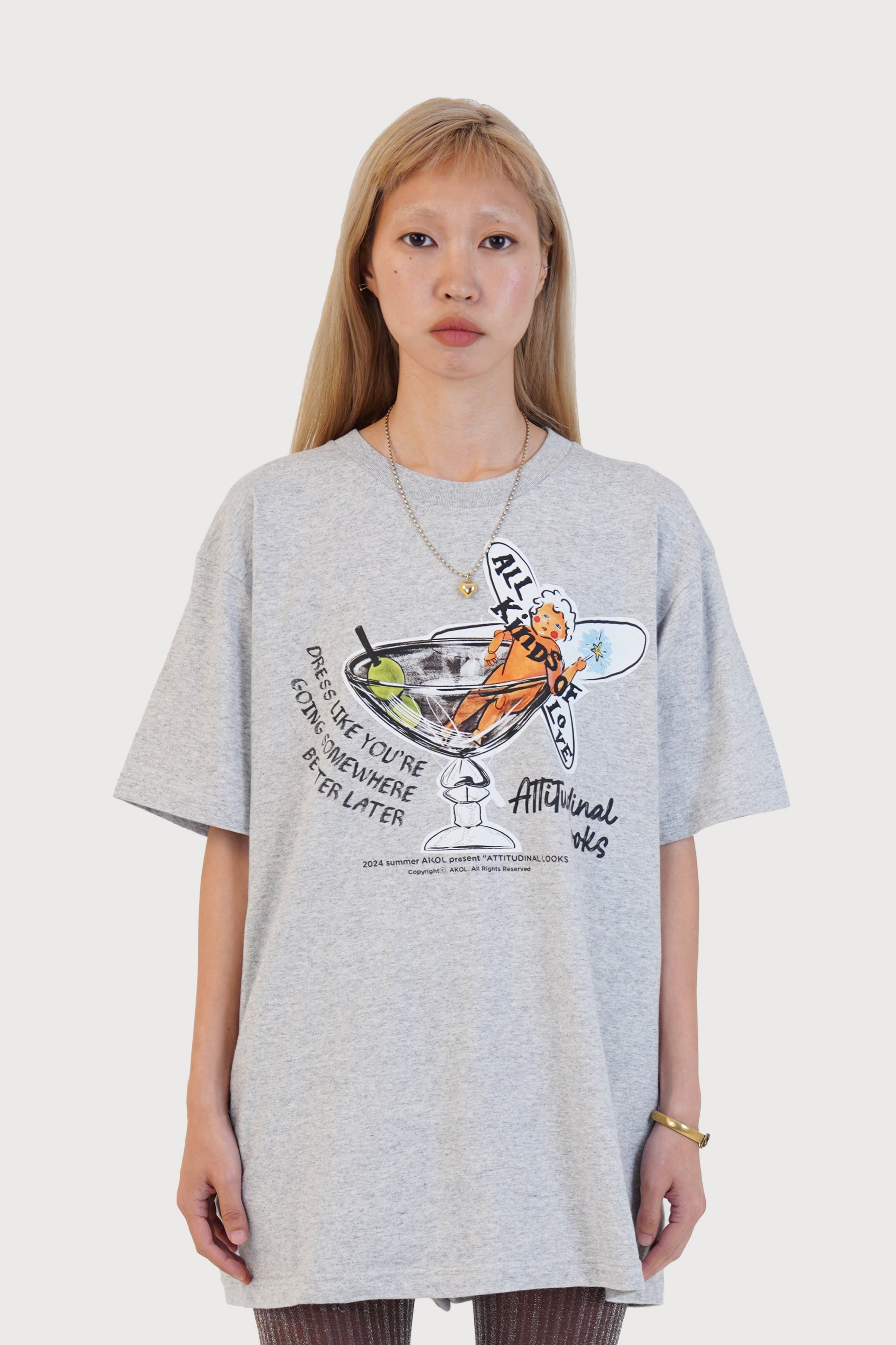 OVERSIZED ATTITUDINAL LOOKS GRAPHIC TEE_GREY
