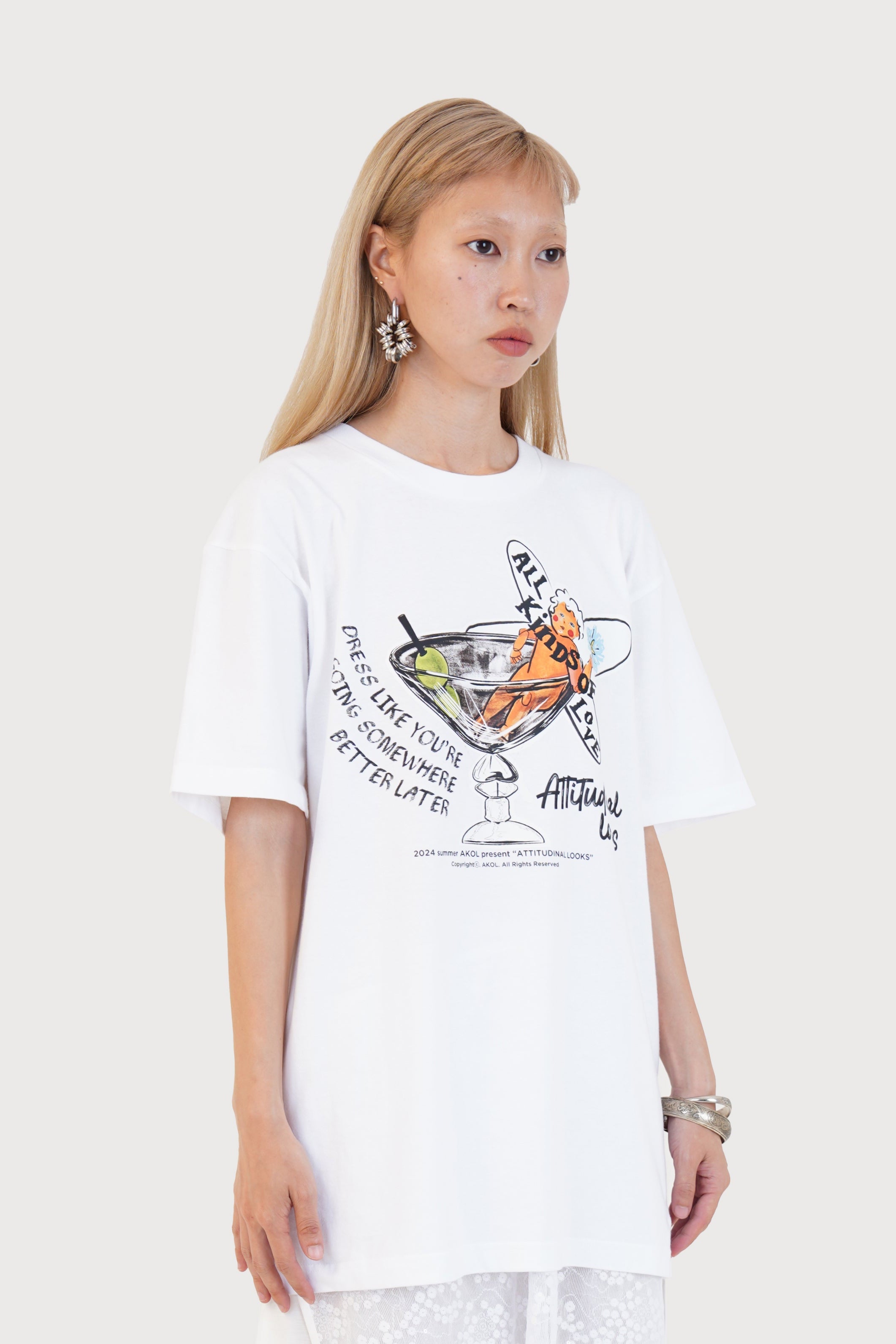 OVERSIZED ATTITUDINAL LOOKS GRAPHIC TEE_WHITE