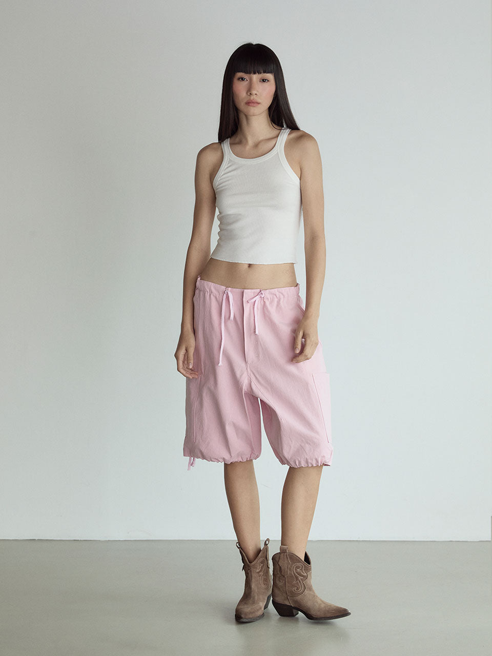LOW WAIST CARGO SHORTS_PINK