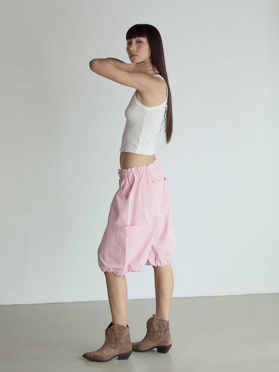 LOW WAIST CARGO SHORTS_PINK