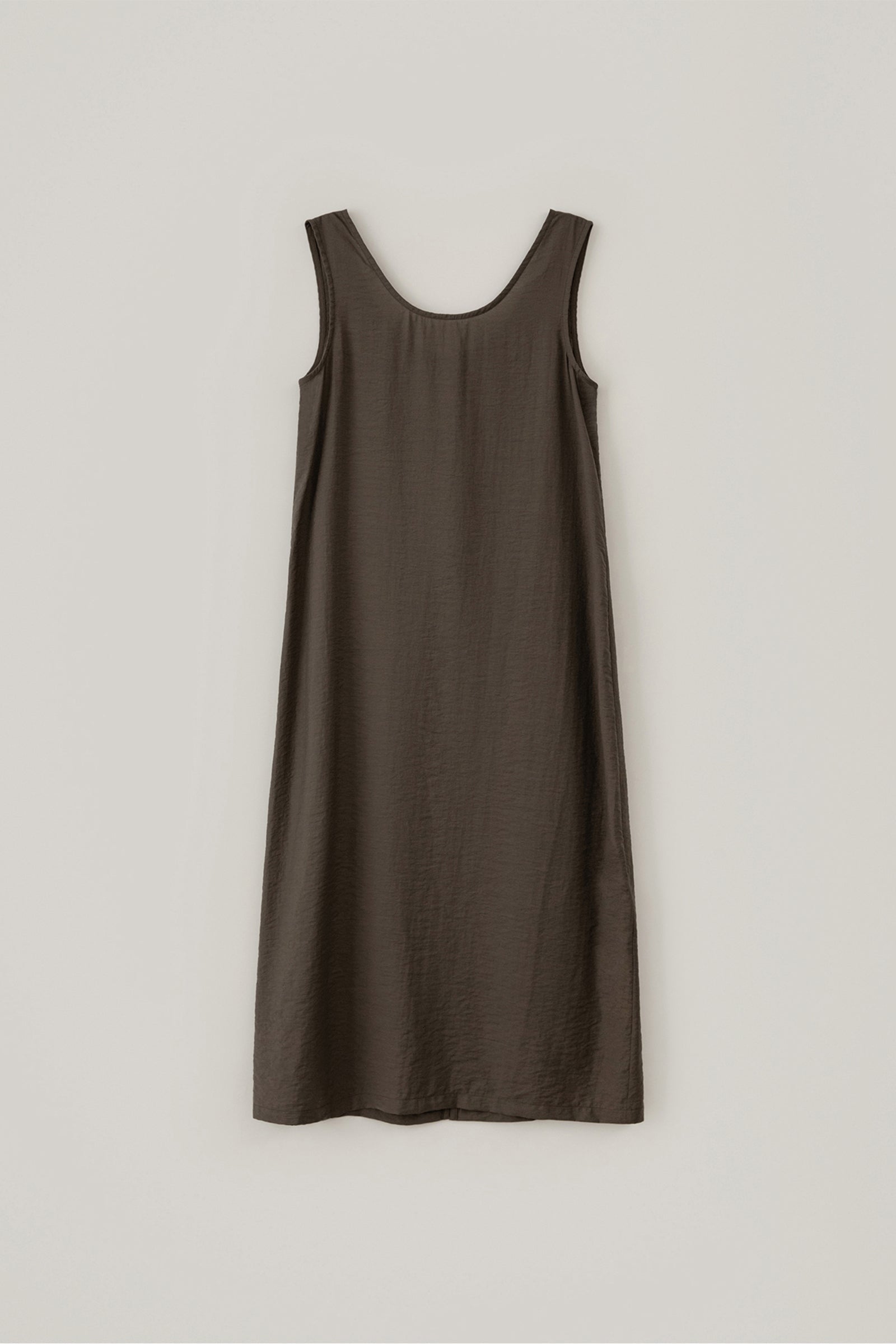 SHEER SLEEVELESS DRESS_BROWN