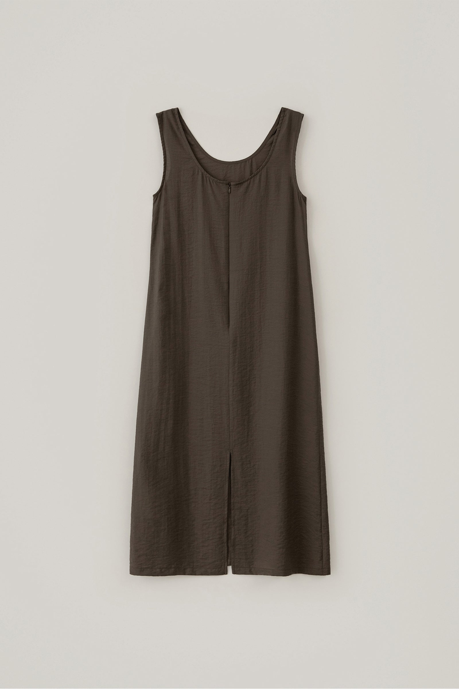 SHEER SLEEVELESS DRESS_BROWN