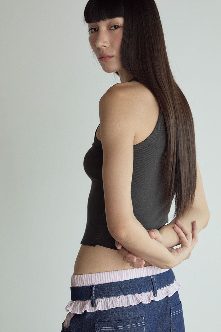COTTON SLEEVELESS TOP_CHARCOAL