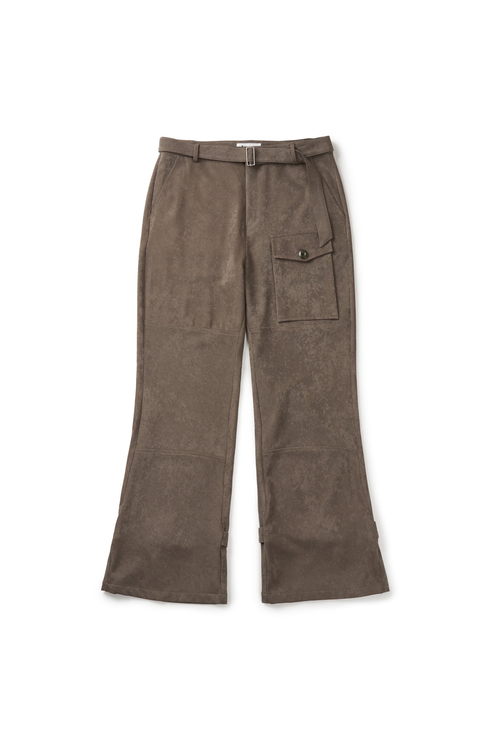 PANTALON ÉVASÉ TEINTÉ AVEC CEINTURE_TAUPE