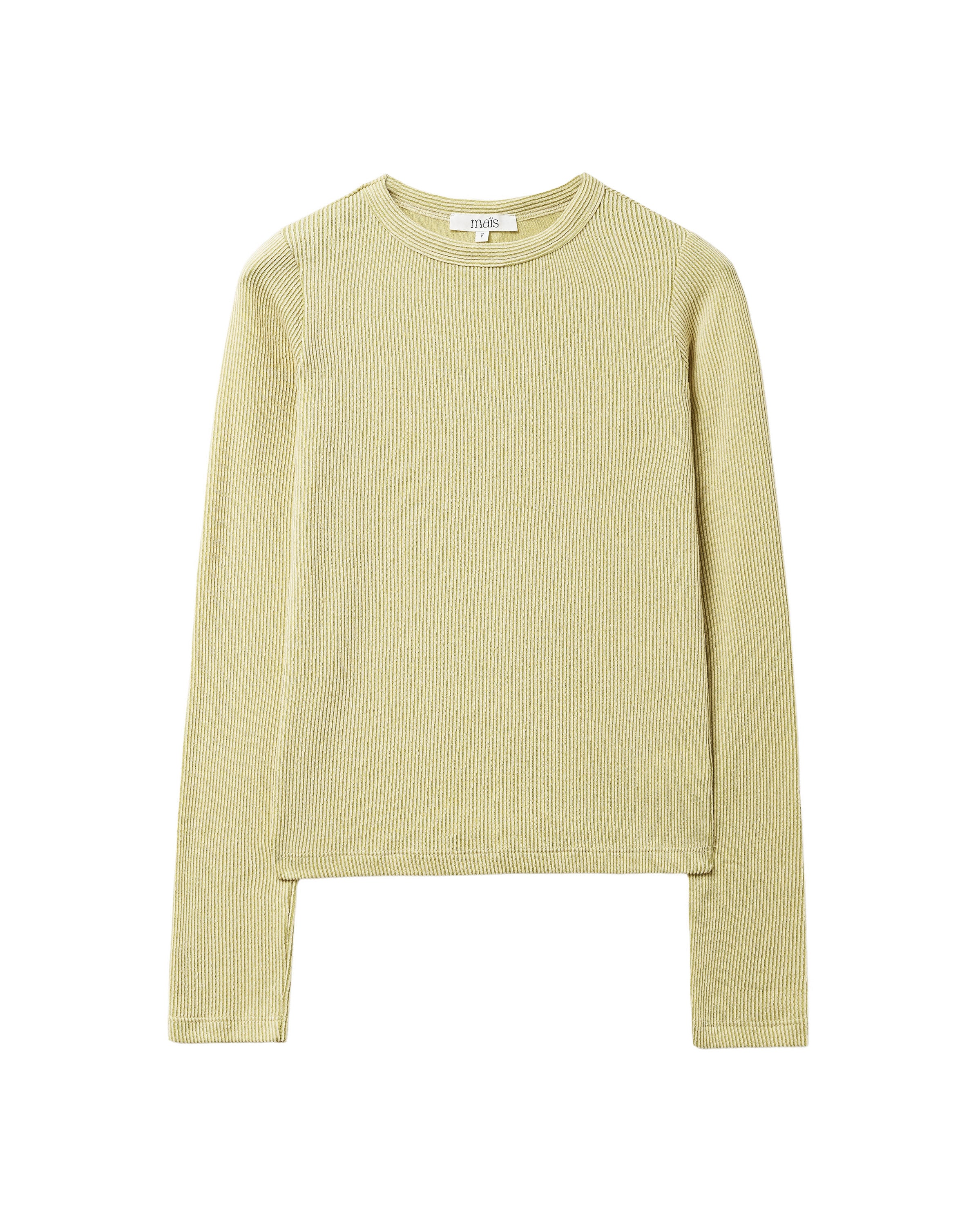 TWO-TONE RIBBED LONG SLEEVES TEE_MELON