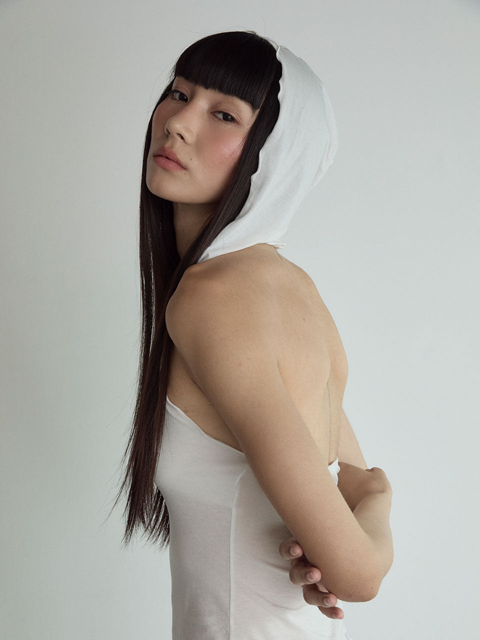 HOOD SLEEVELESS TOP_BLANC