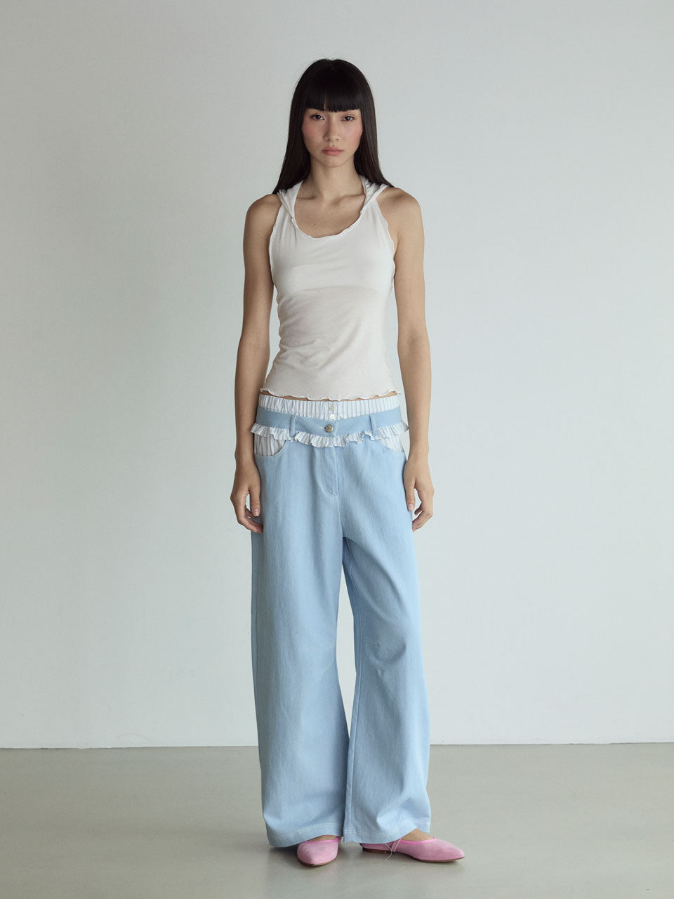 HOOD SLEEVELESS TOP_BLANC