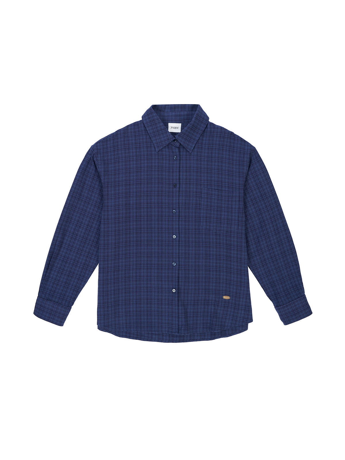 CHEMISE À CARREAUX EN COTON_BLEU MARINE