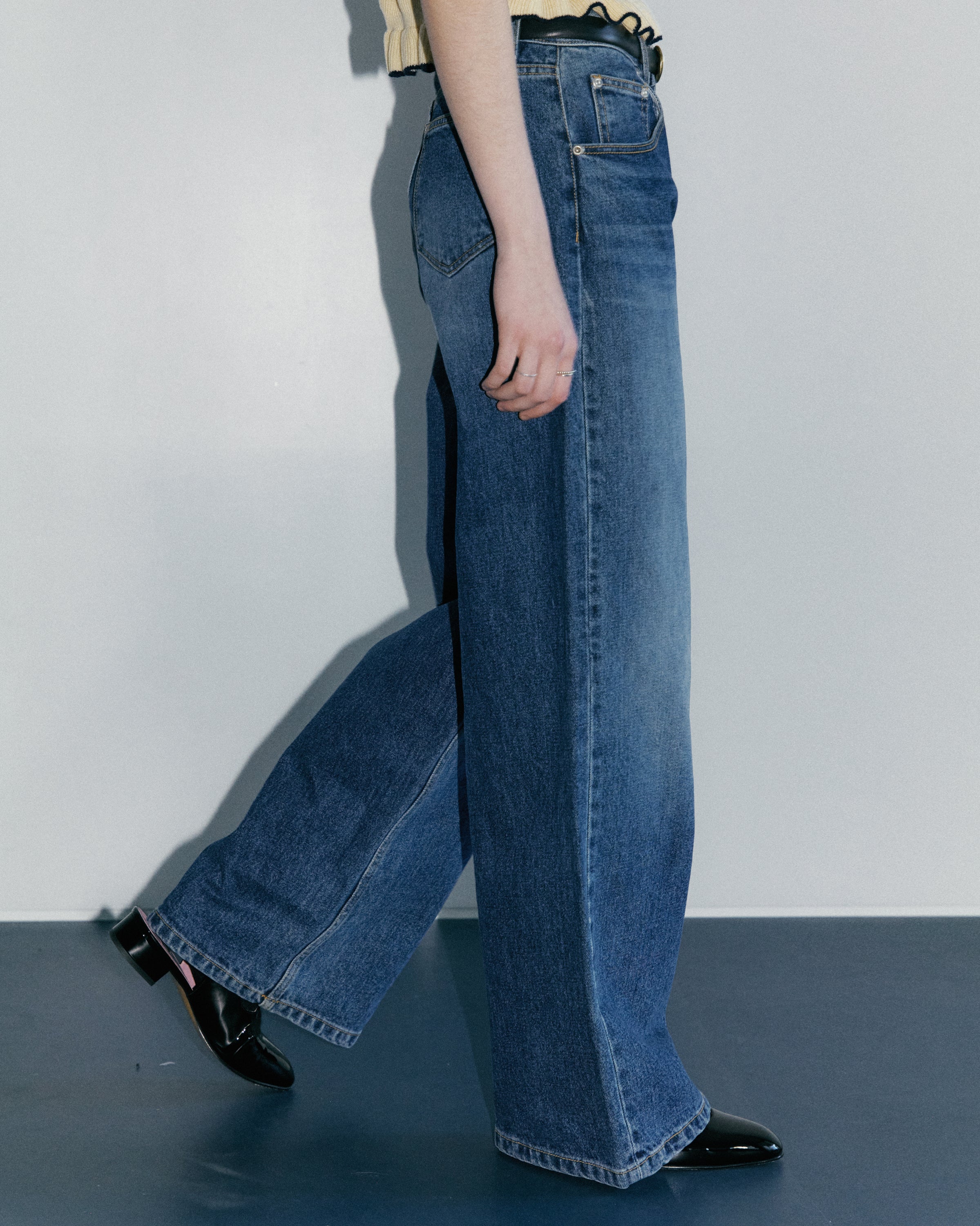 MAÏS, LONG PANTALON LARGE EN DENIM_BLEU