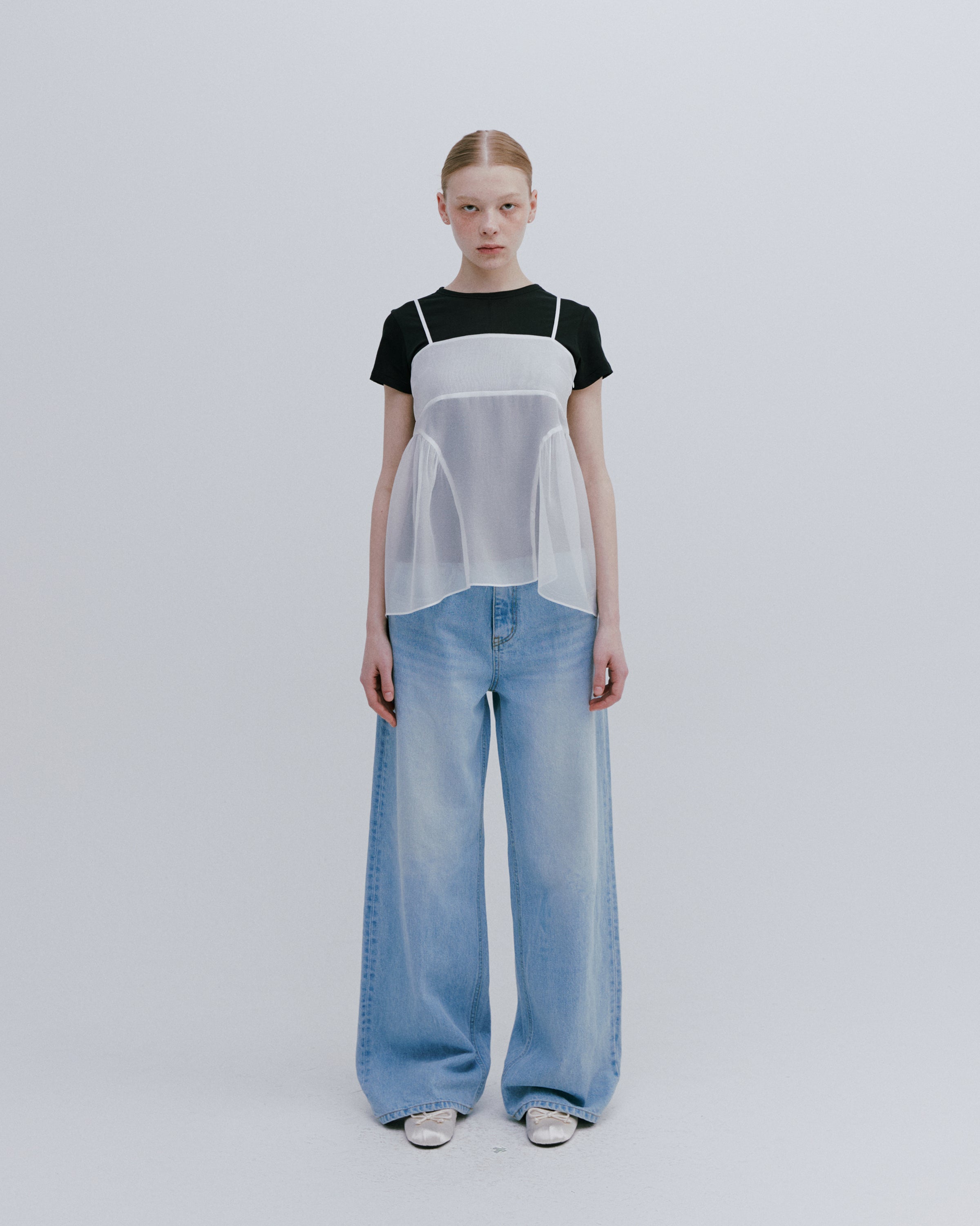 ORGANZA SIDE PUFF BLOUSE_WHITE
