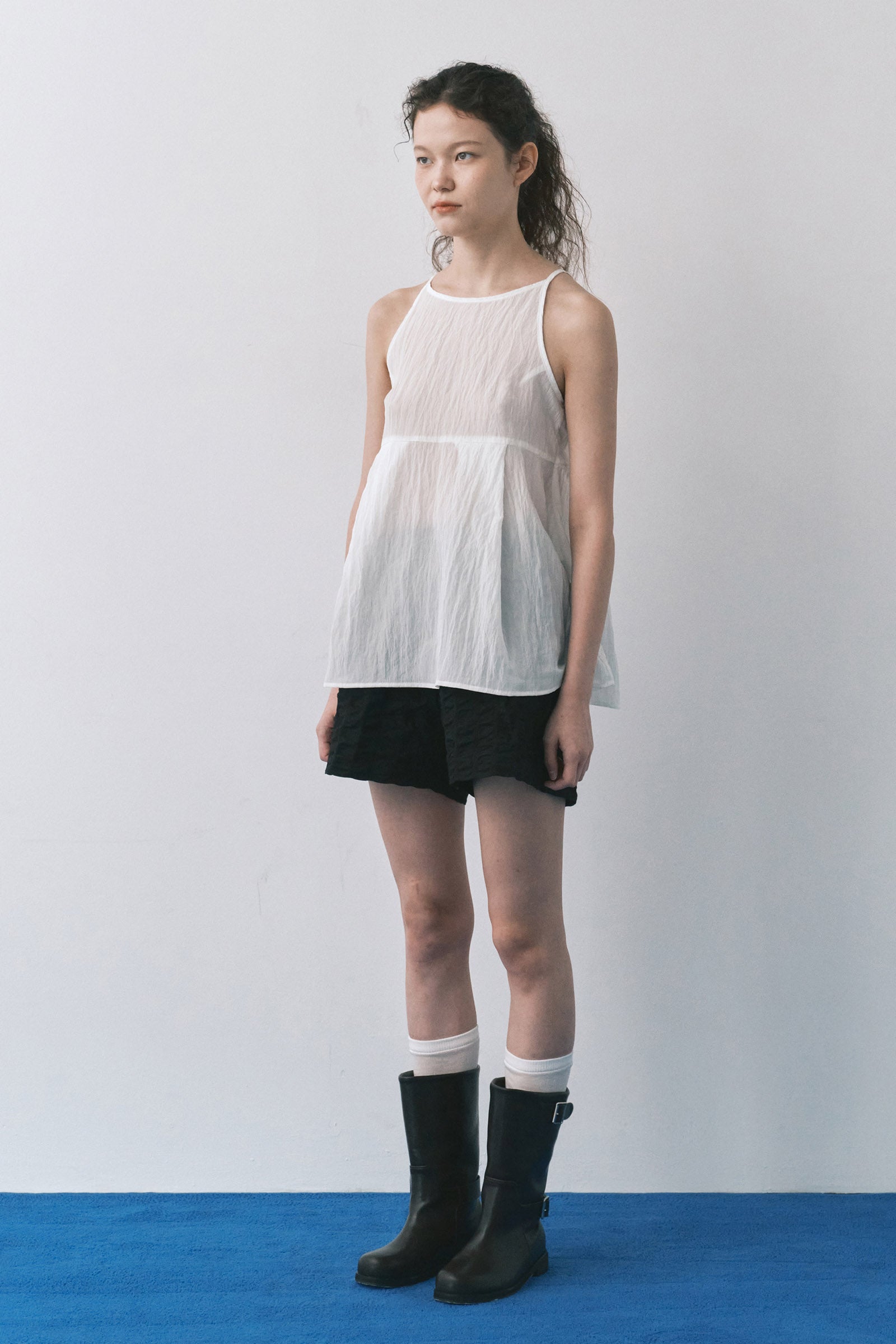 BALLOON TUCK BLOUSE_ BLANC