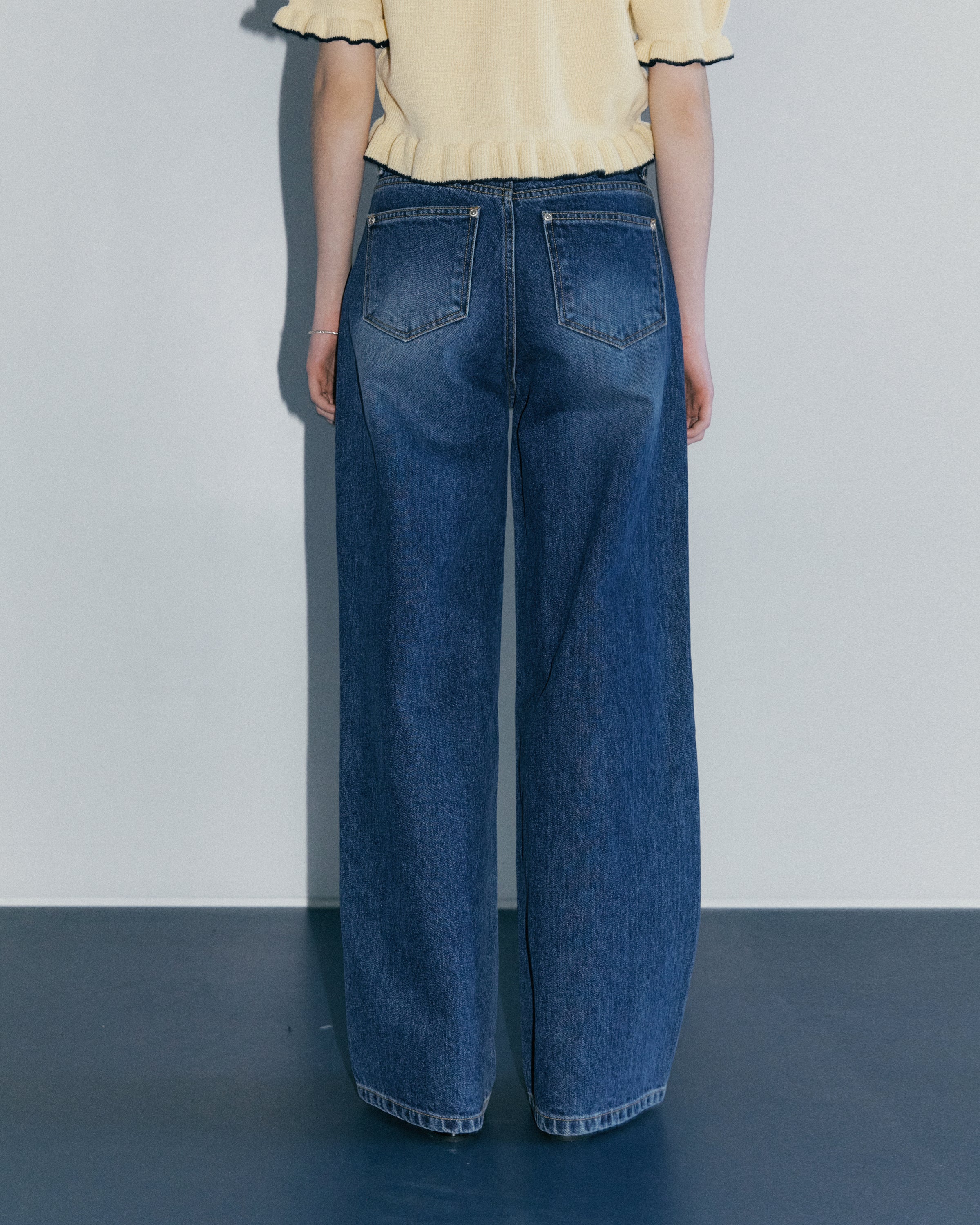 MAÏS, LONG PANTALON LARGE EN DENIM_BLEU