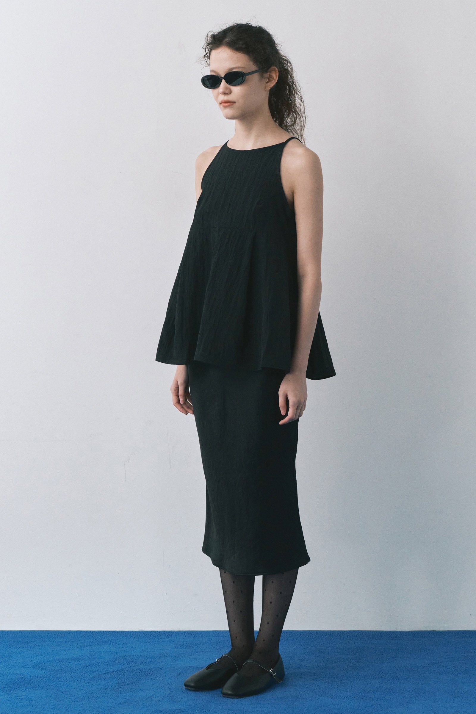 SATIN SLIM LONG SKIRT_NOIR