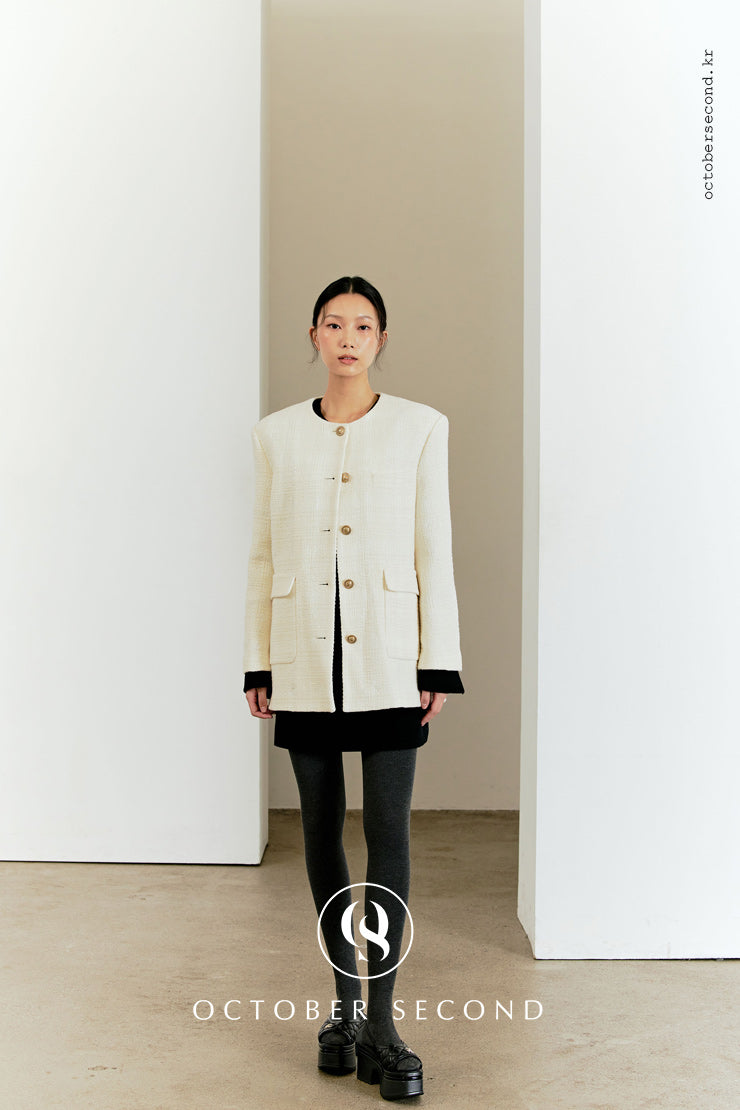 TWEED BOX JACKET_IVORY