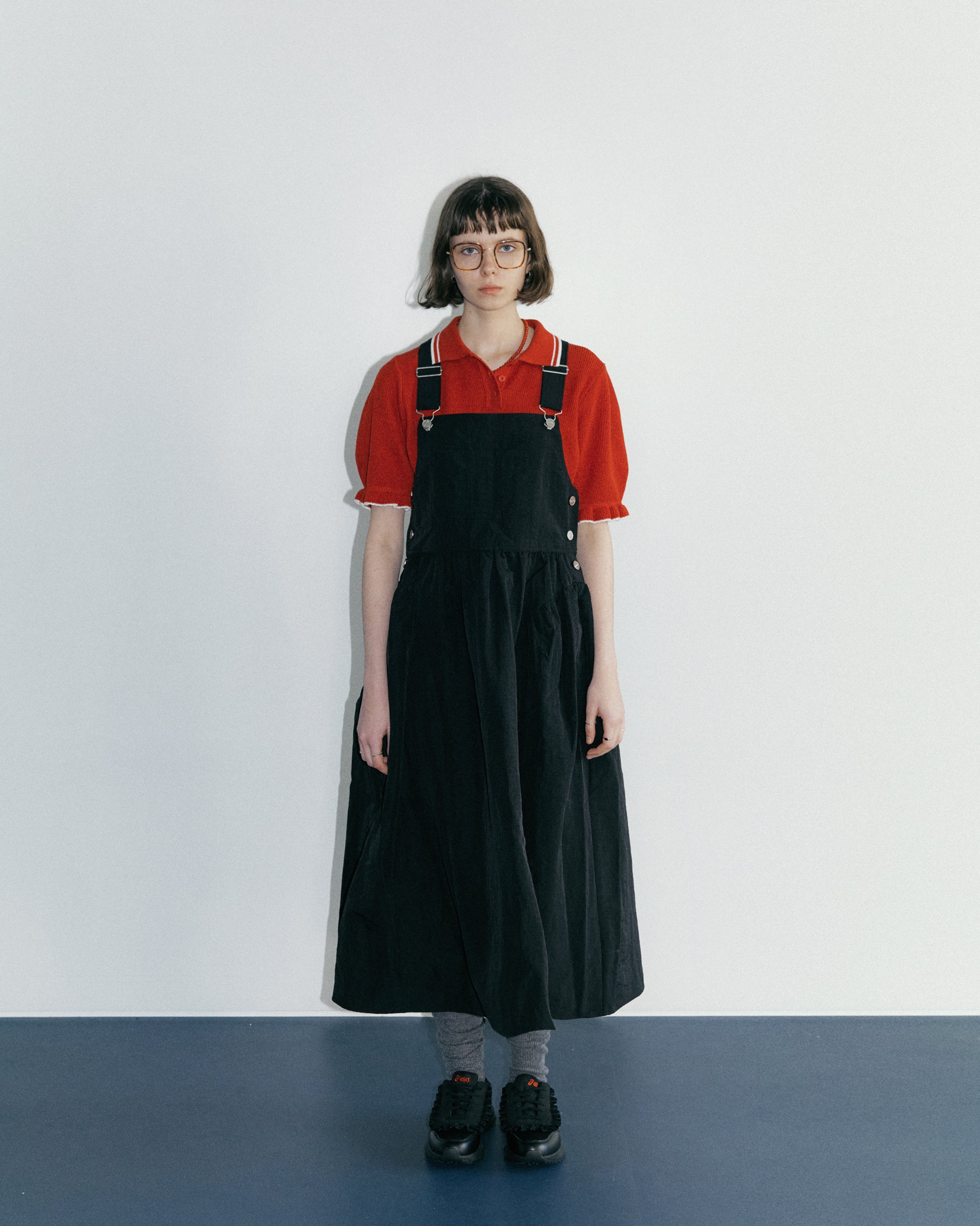 SIDE PUFF NYLON OVERALL DRESS_BLACK