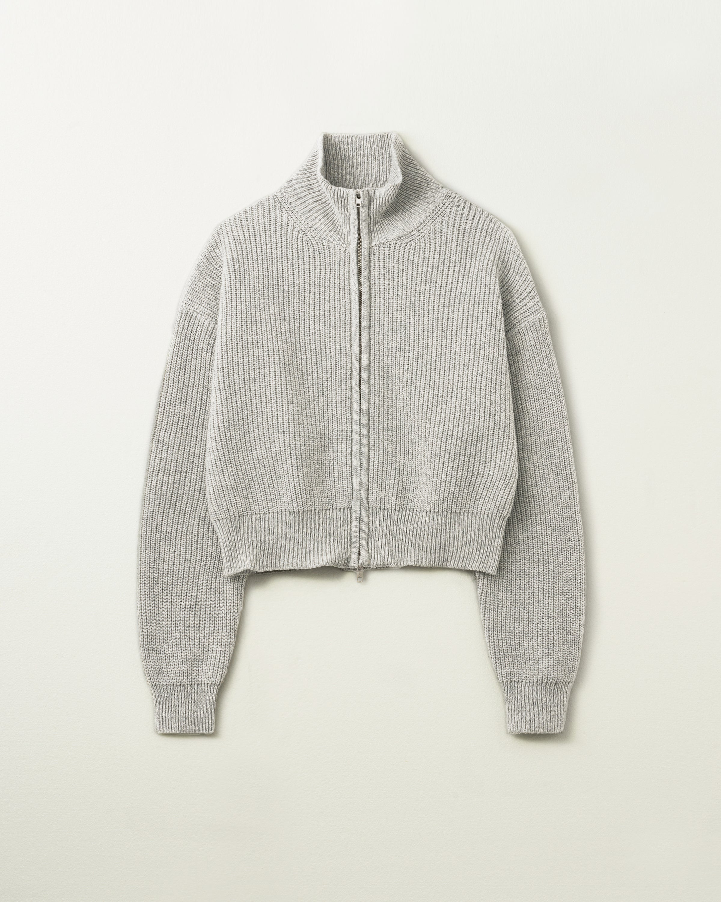 GILET EN MAILLE À DOUBLE ZIP_GRIS