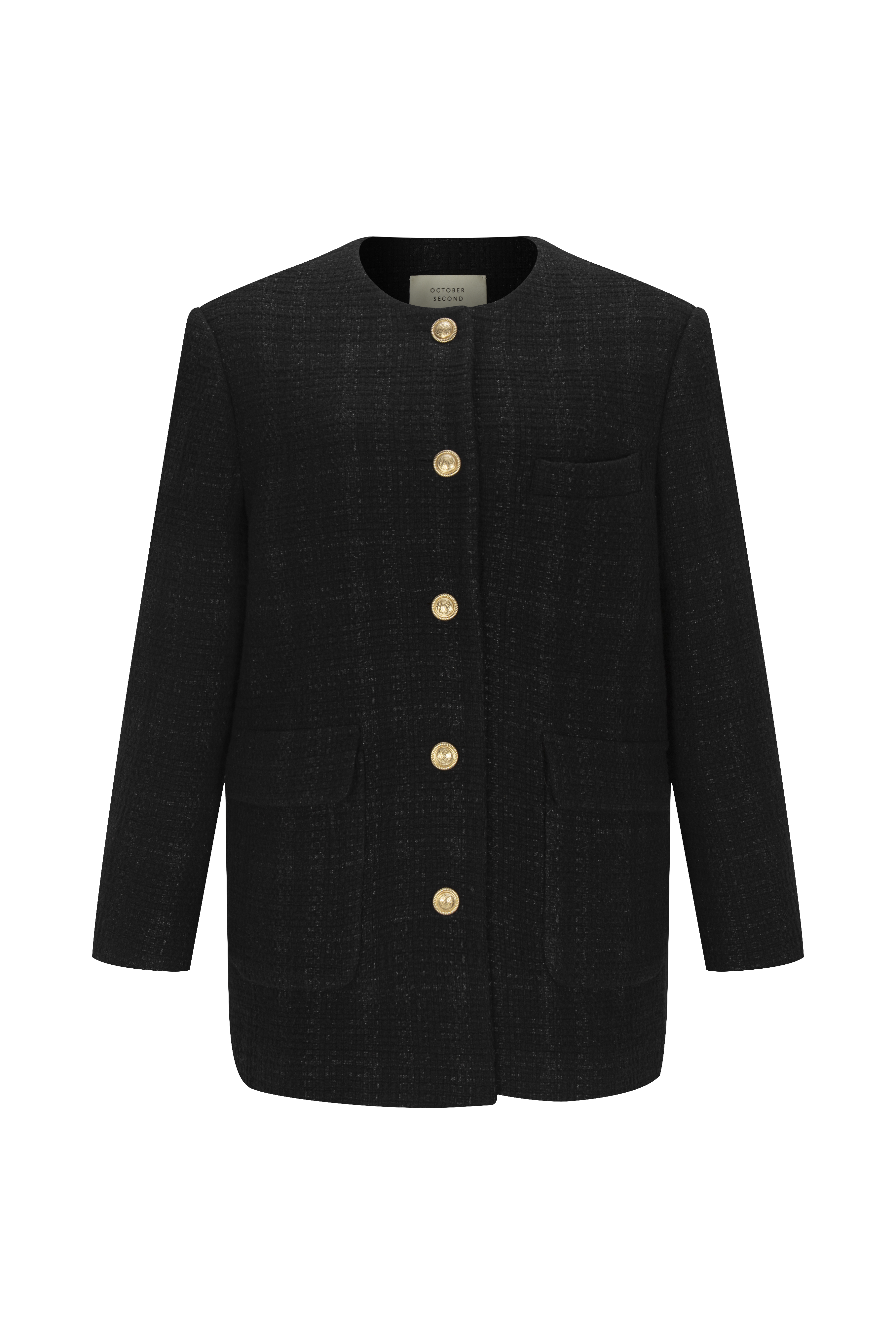 TWEED BOX JACKET_BLACK