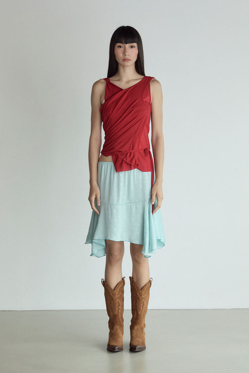 LAYERED SLEEVELESS TOP_ RED