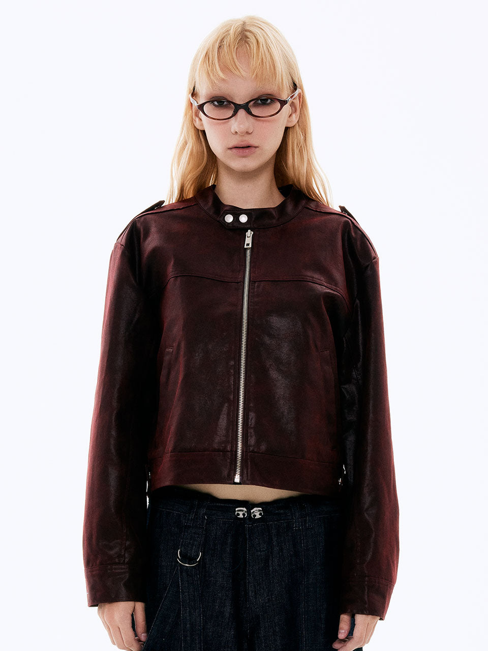 Suede Biker Jacket_Rouge