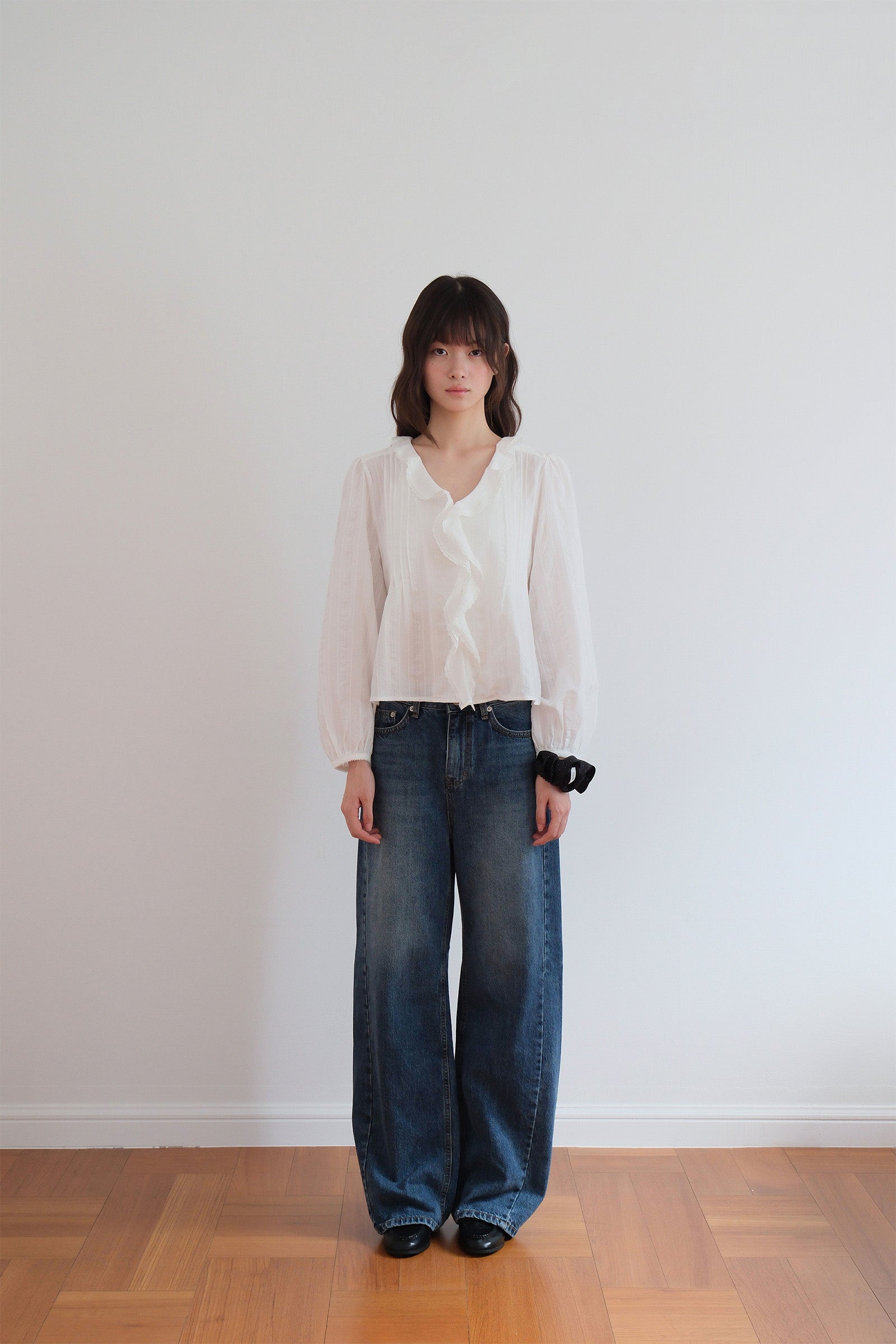 RUFFLE LACE BLOUSE_WHITE