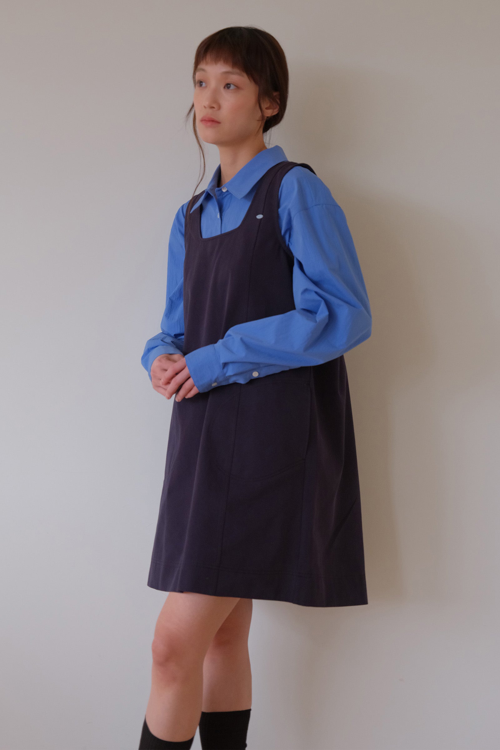 MOUI PASTEL STITCH MINI DRESS _NAVY