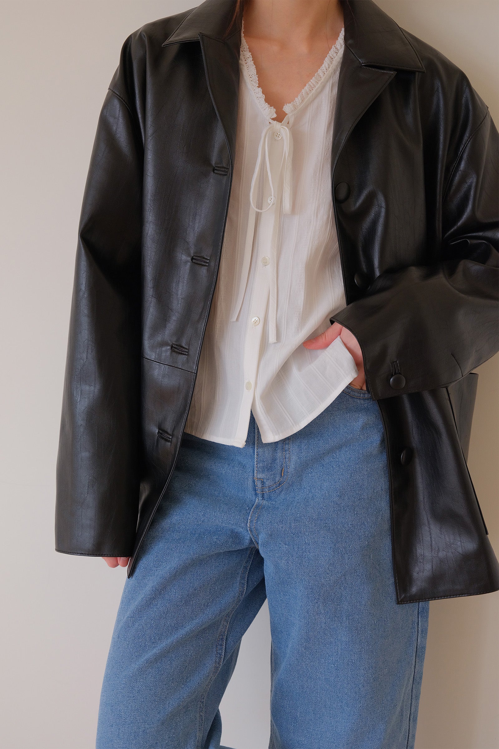 MOUI SINGLE LEATHER JACKET _BLACK