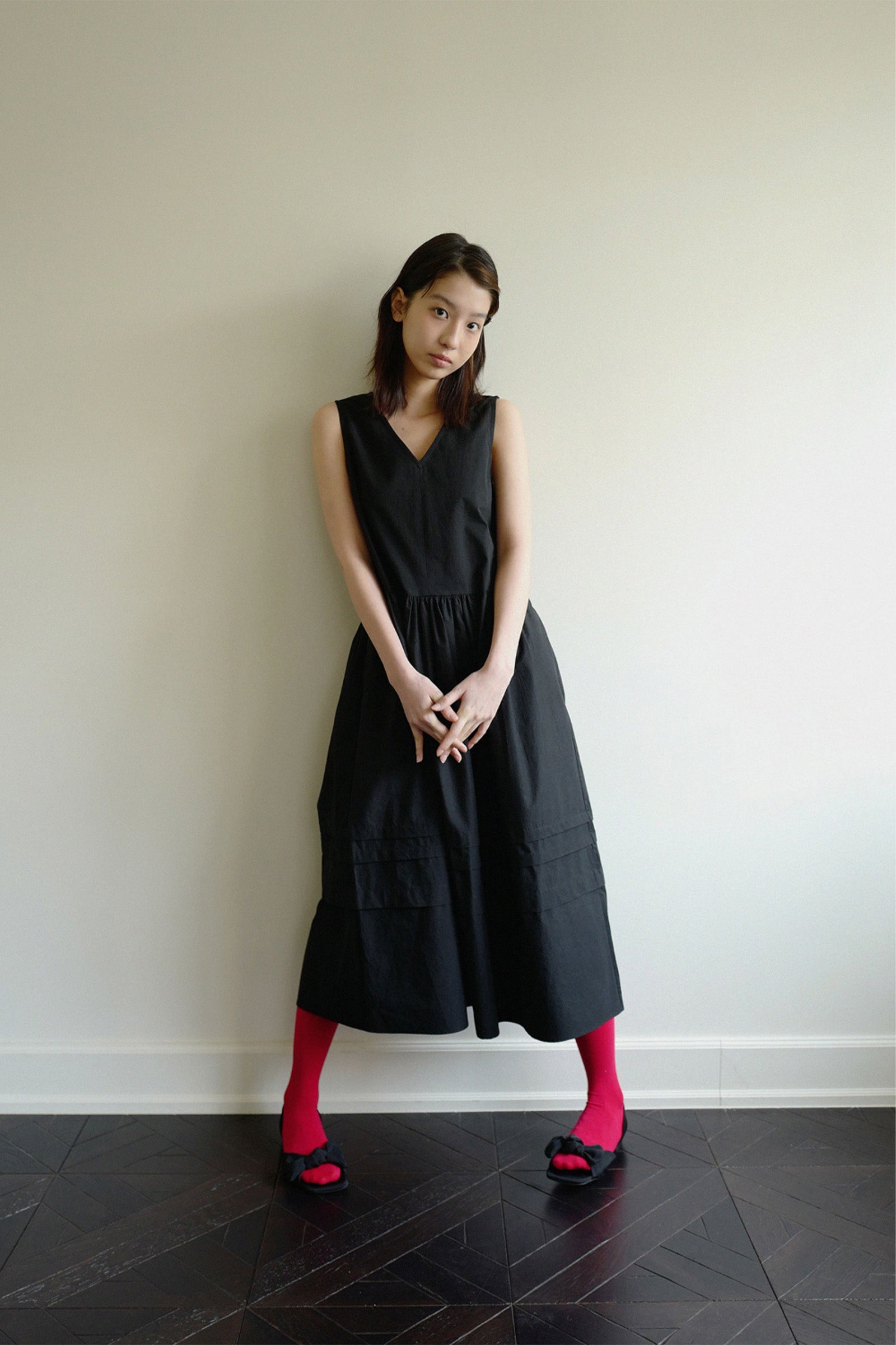 MOUI ROSY MAXY SHIRRING DRESS _NOIR